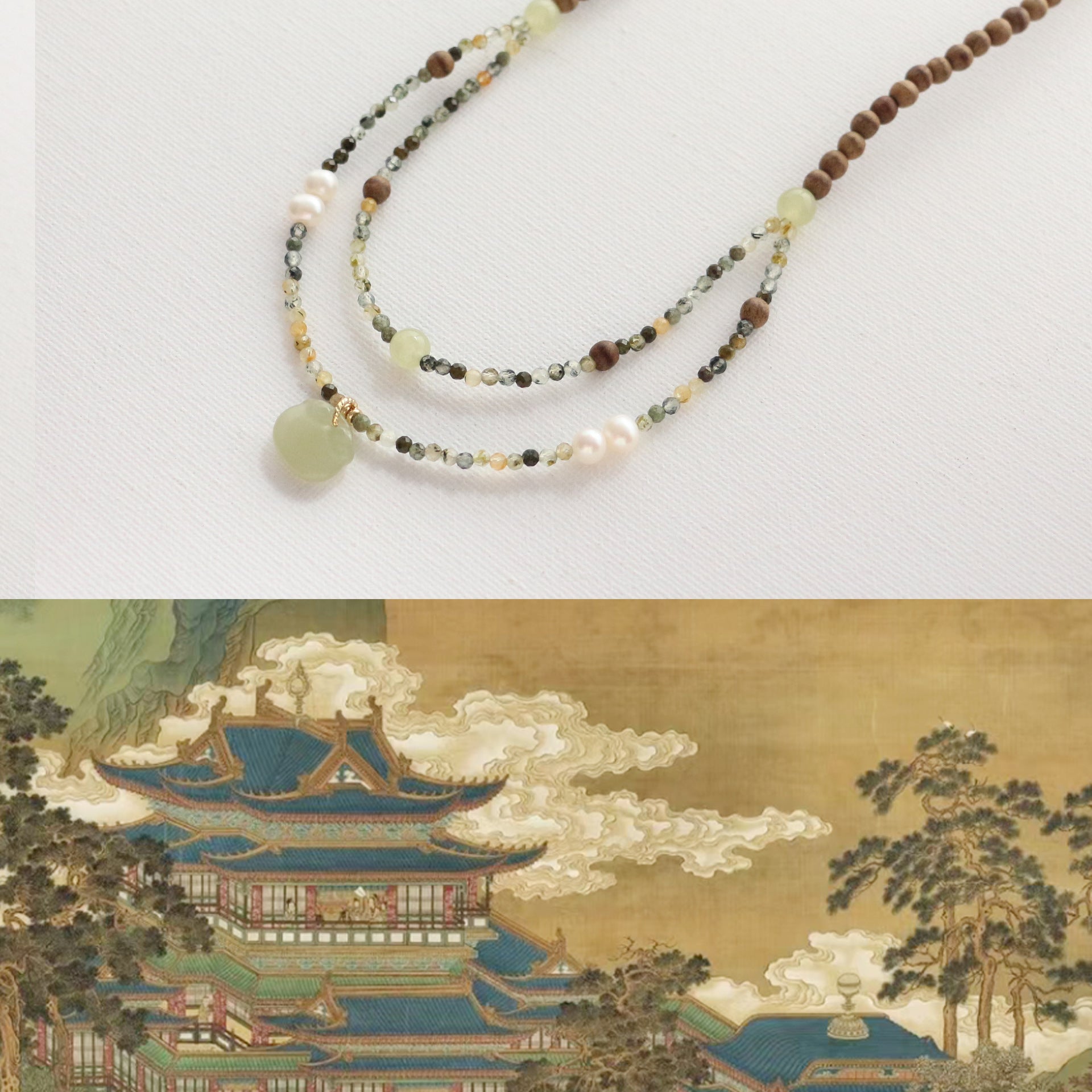 JEKIRA Sandalwood & Hetian Jade Jewelry Set