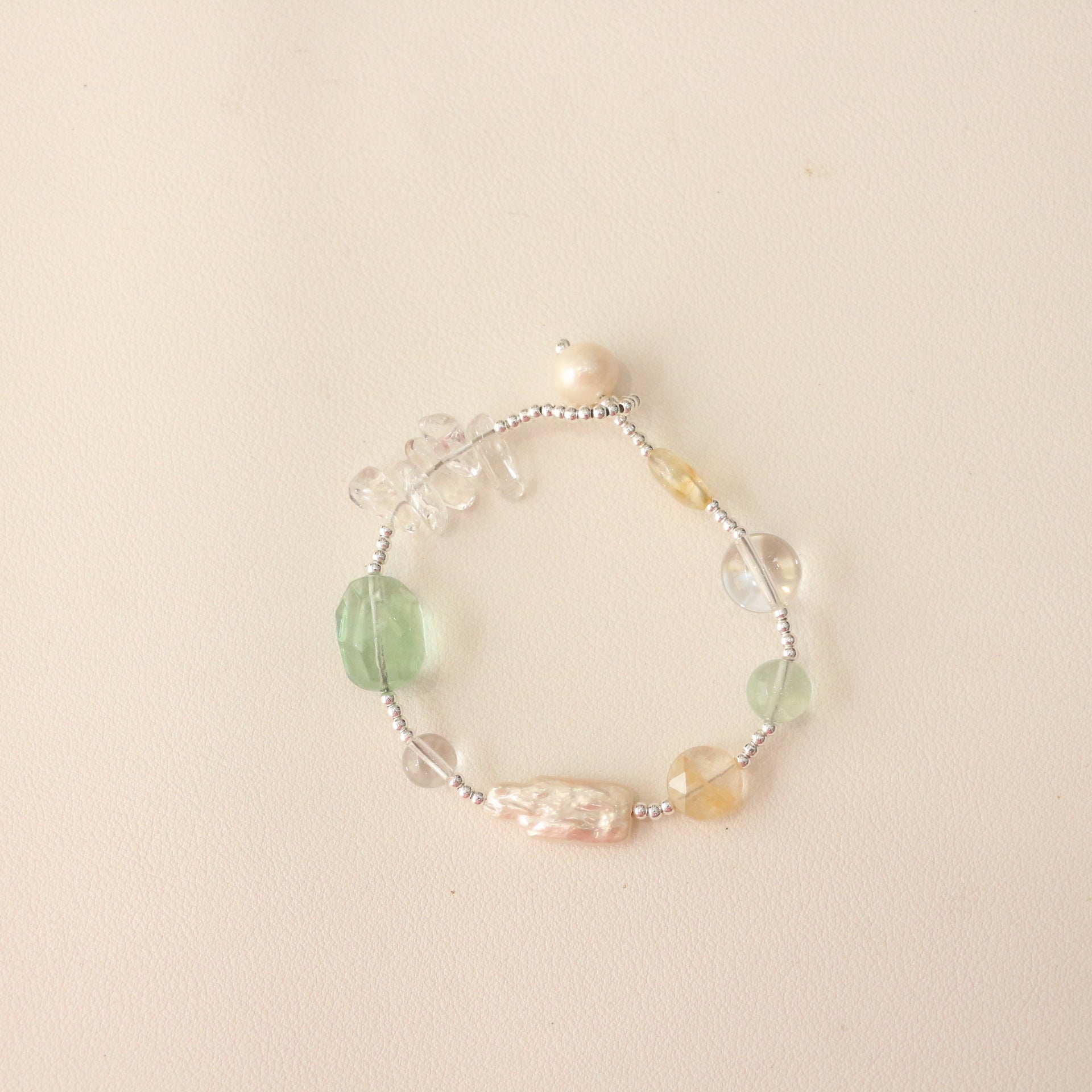 JEKIRA Fluorite Crystal & Pearl Healing Bracelet Duo
