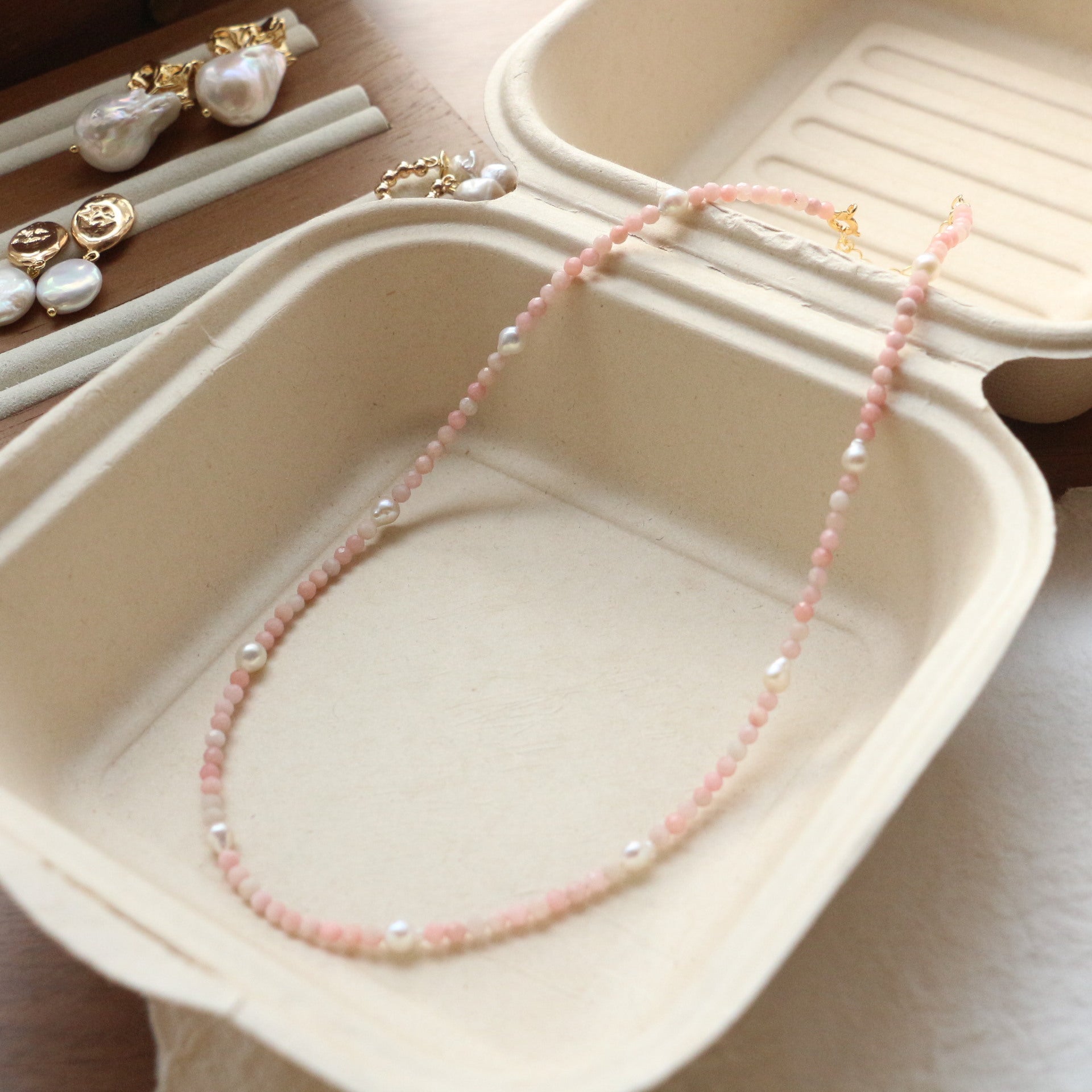 Jekira Pink Gemstone & Baroque Pearl Necklace Collection