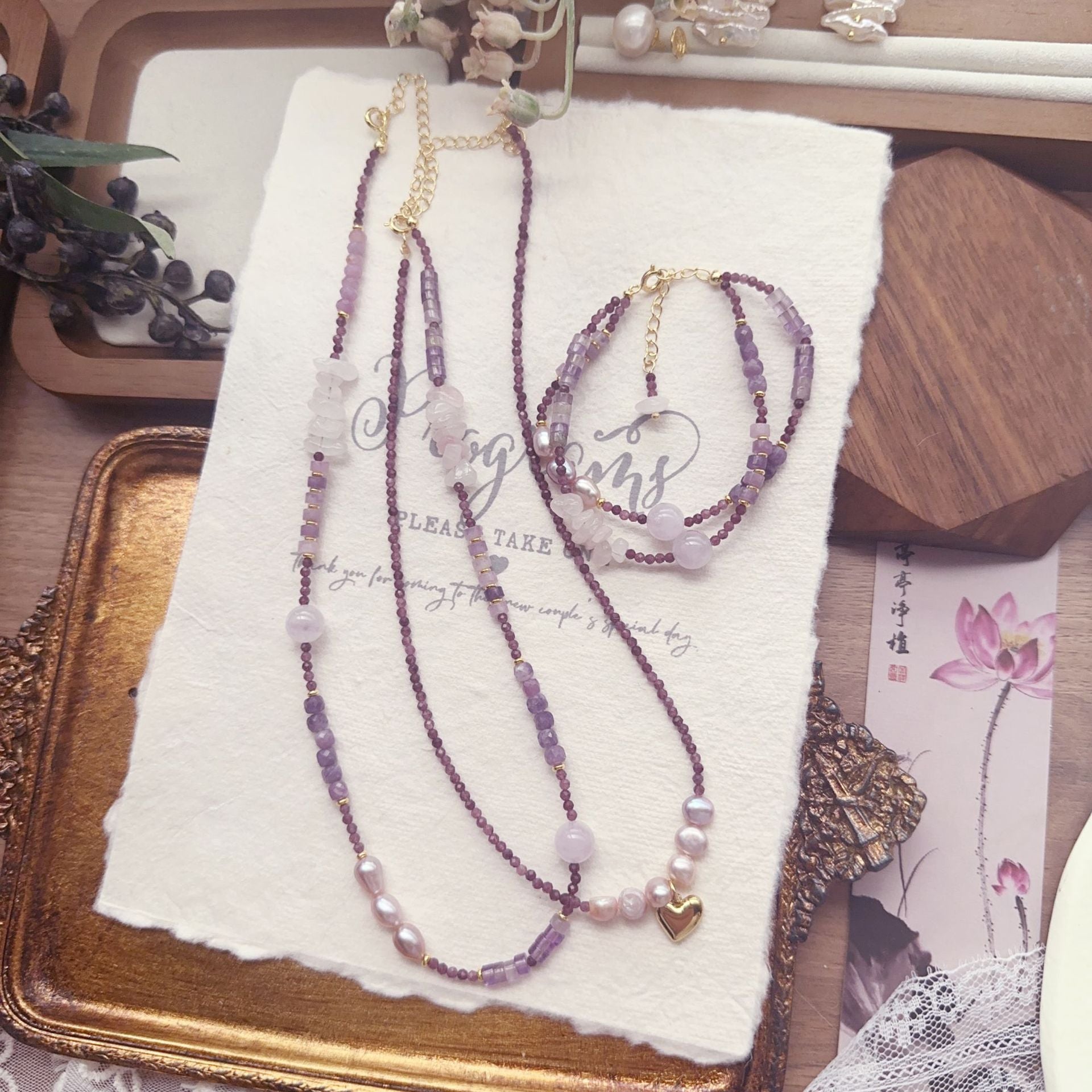 JEKIRA Amethyst & Pearl Jewelry Set