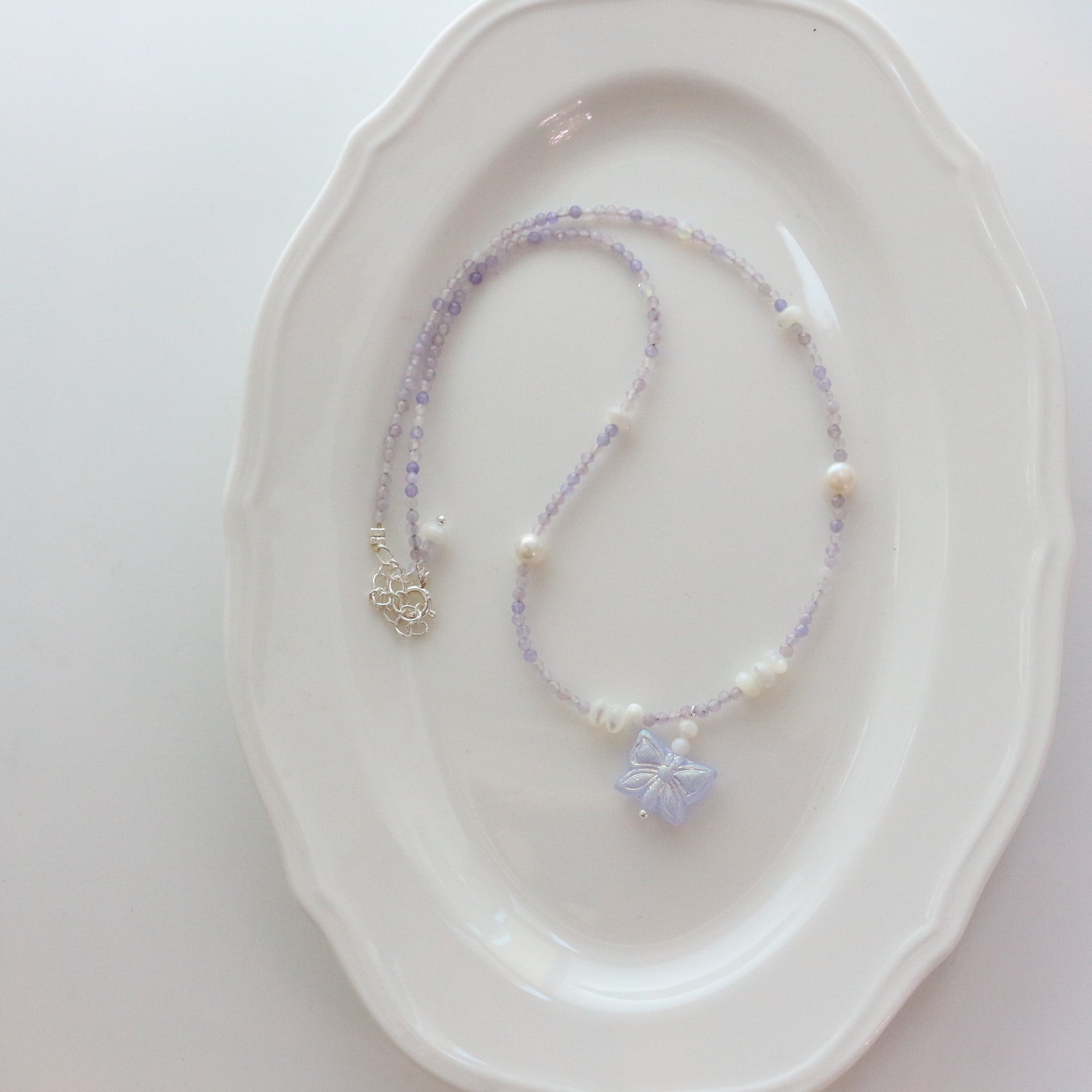 Jekira Amethyst & Baroque Pearl Butterfly Necklace