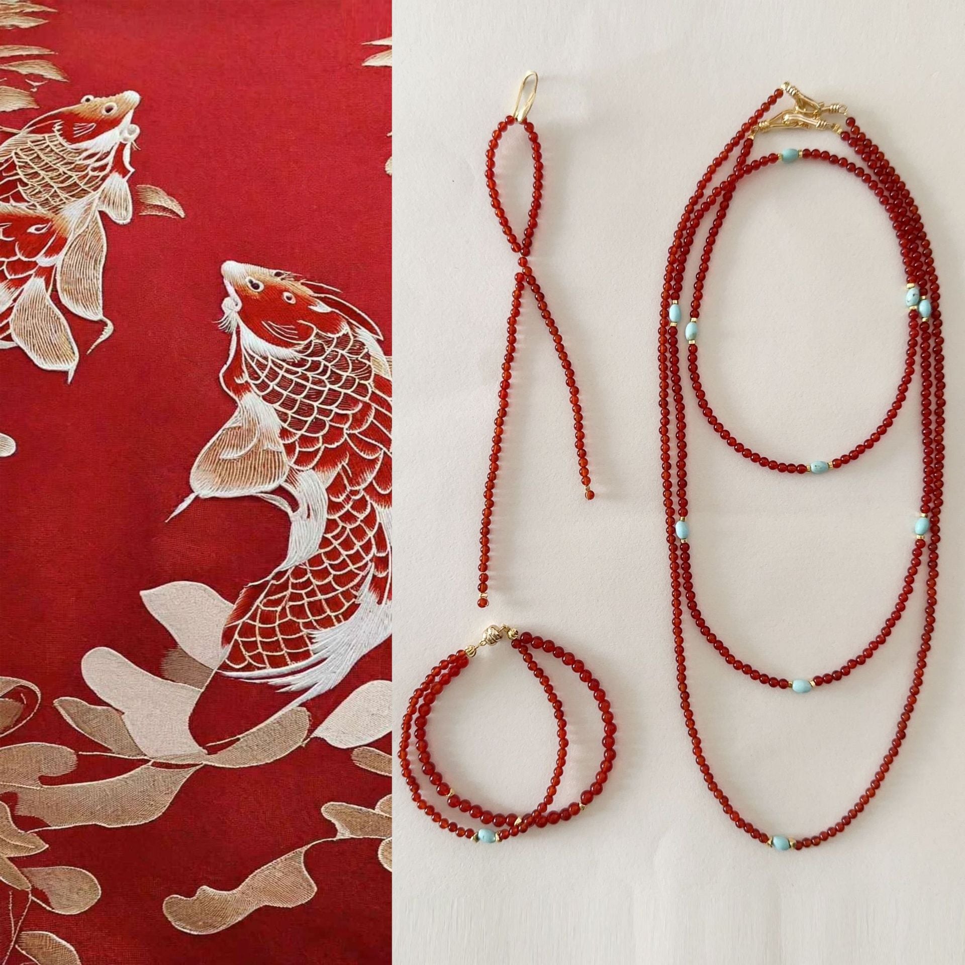 Jekira | Red Agate & Turquoise Jewelry Set