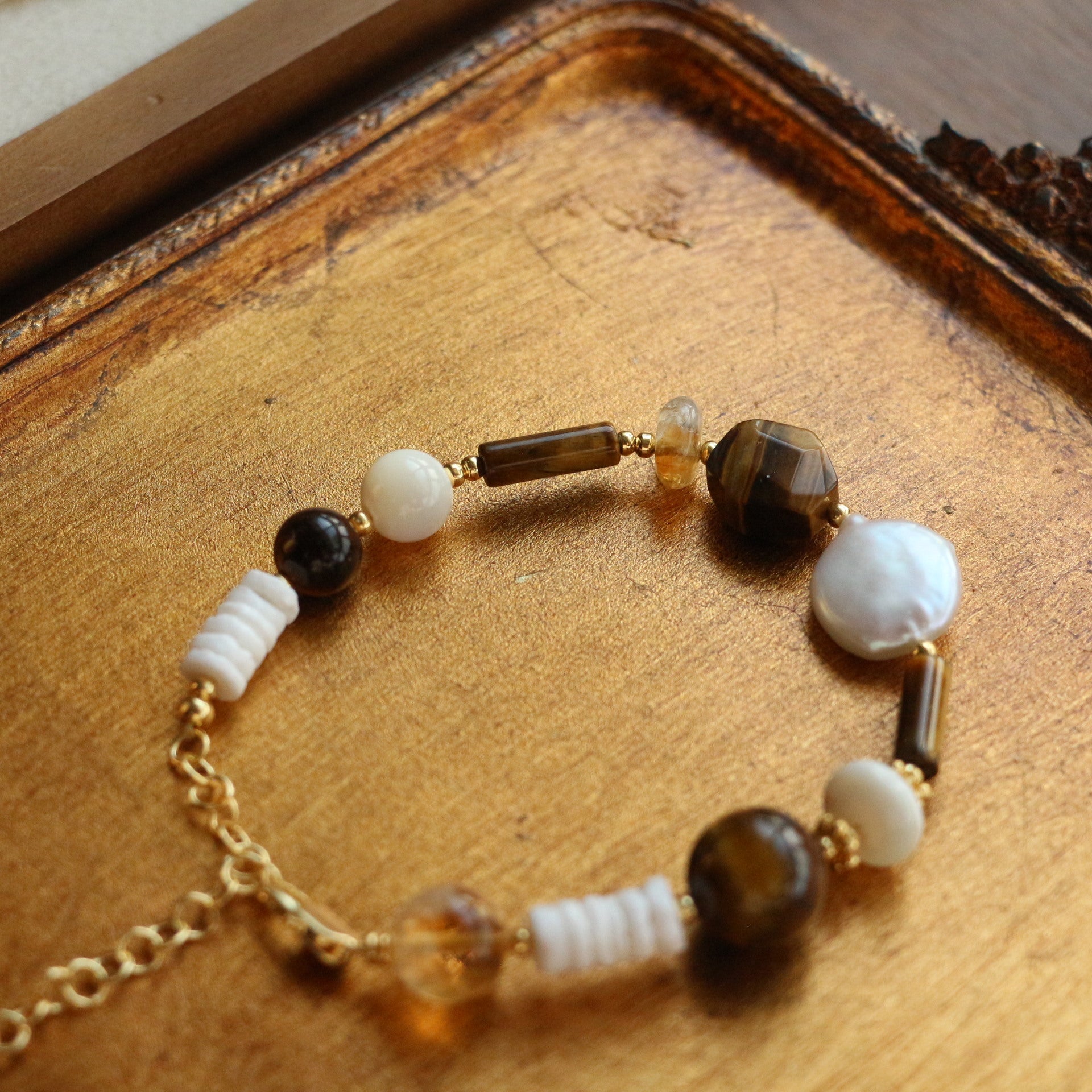 Jekira Tiger’s Eye & Baroque Pearl Bracelet