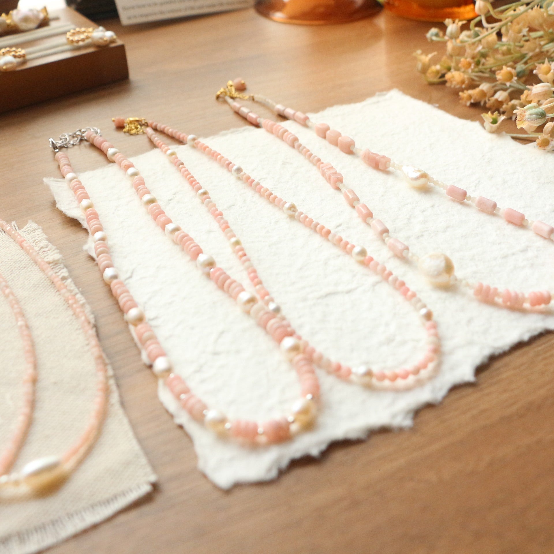 Jekira Pink Gemstone & Baroque Pearl Necklace Collection