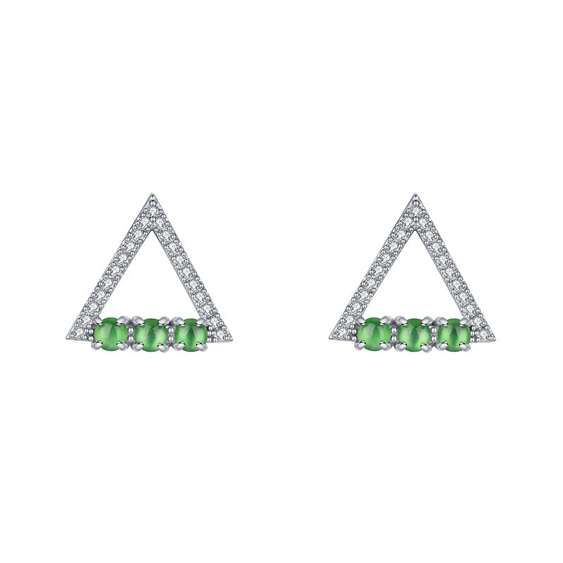 925 Silver Natural Jade "Geometric" Earrings
