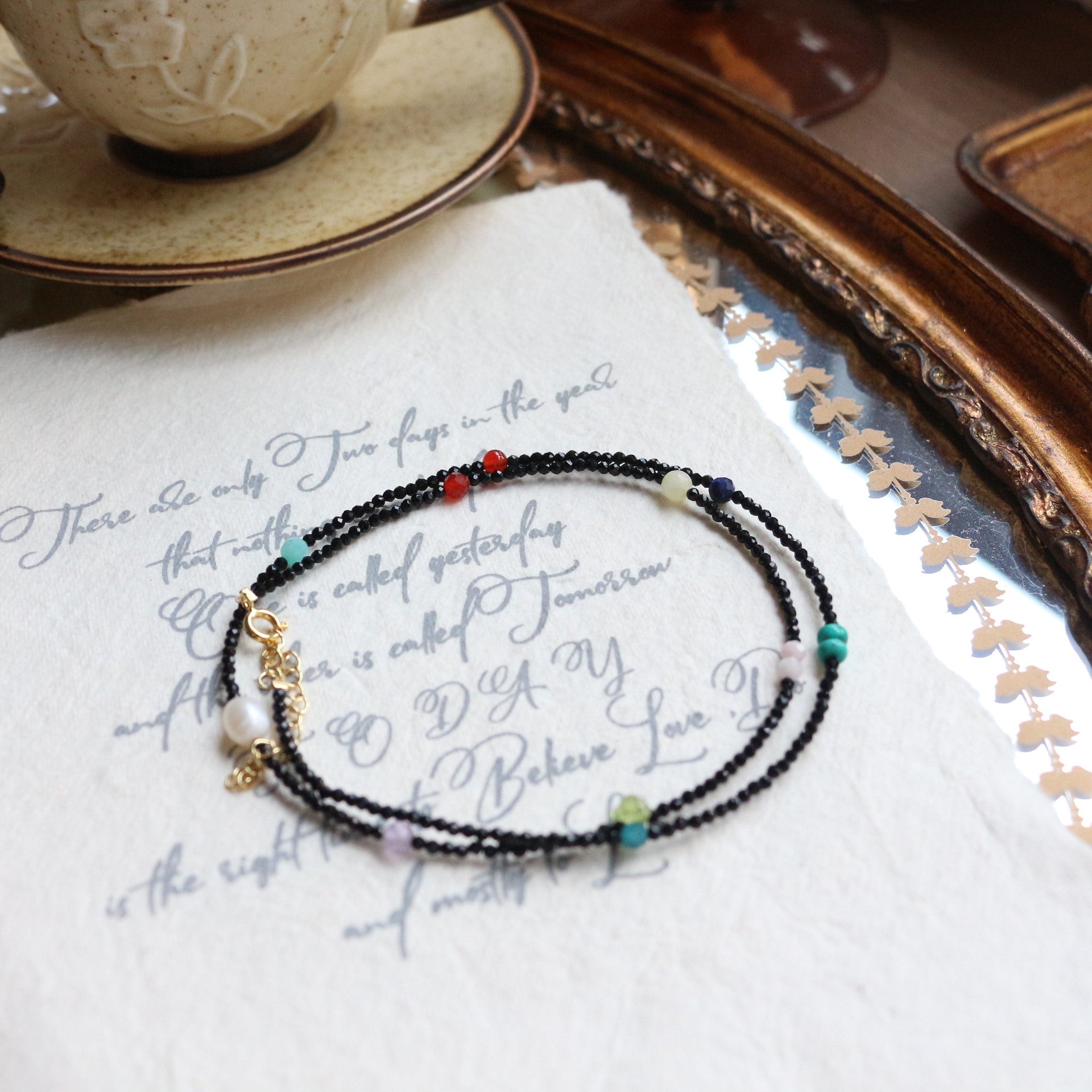 Jekira Black Crystal & Multigem Necklace