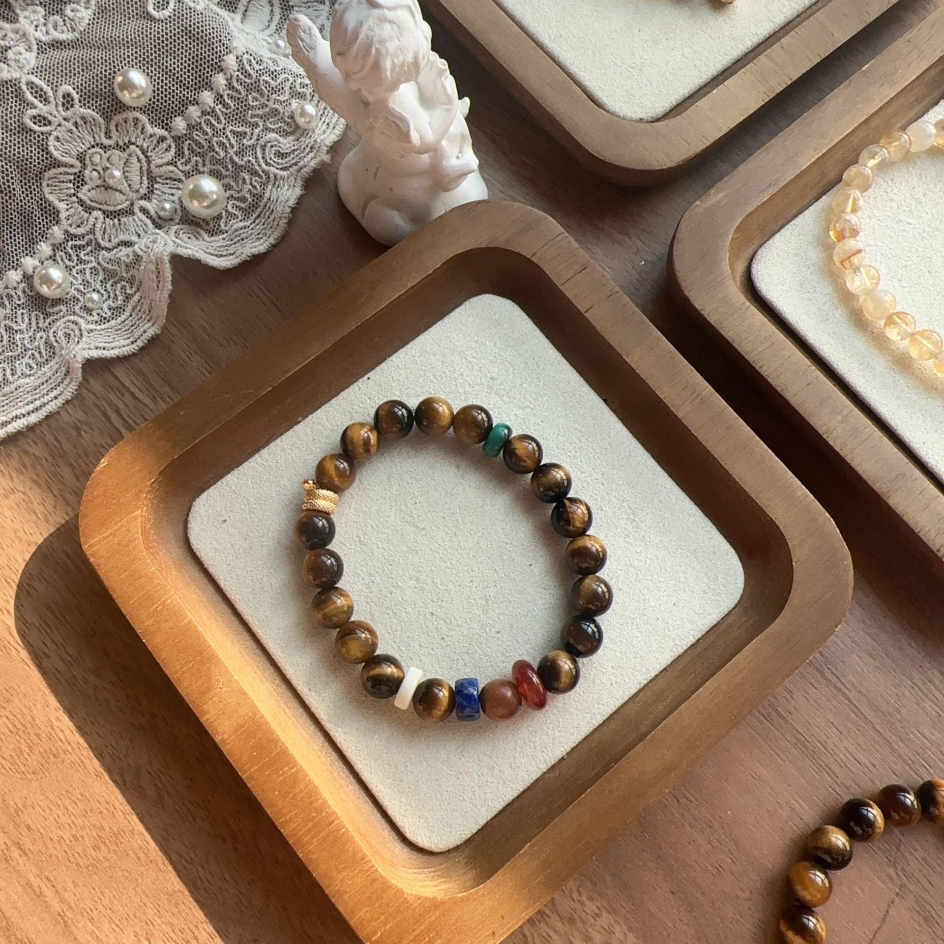 Jekira Chinese Style Tiger Eye, Lapis Lazuli & Malachite Bracelet