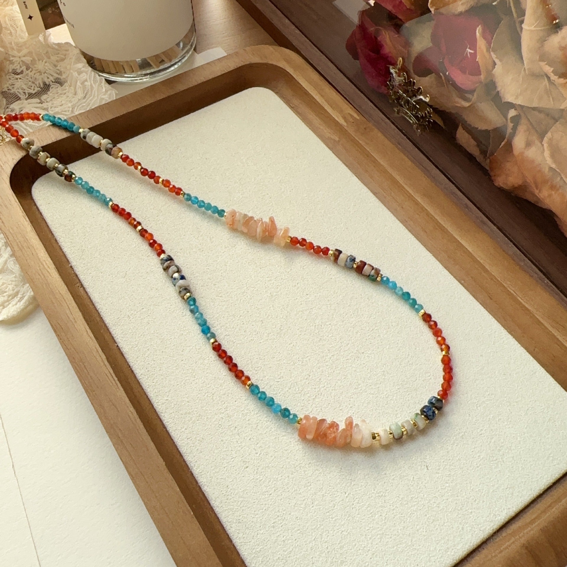 JEKIRA Ethnic Rainbow Gemstone Beaded Necklace