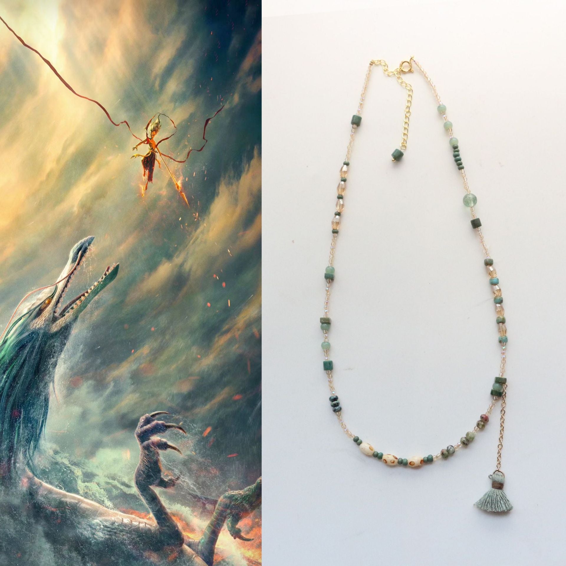 Jekira Celestial Teal Tassel Necklace