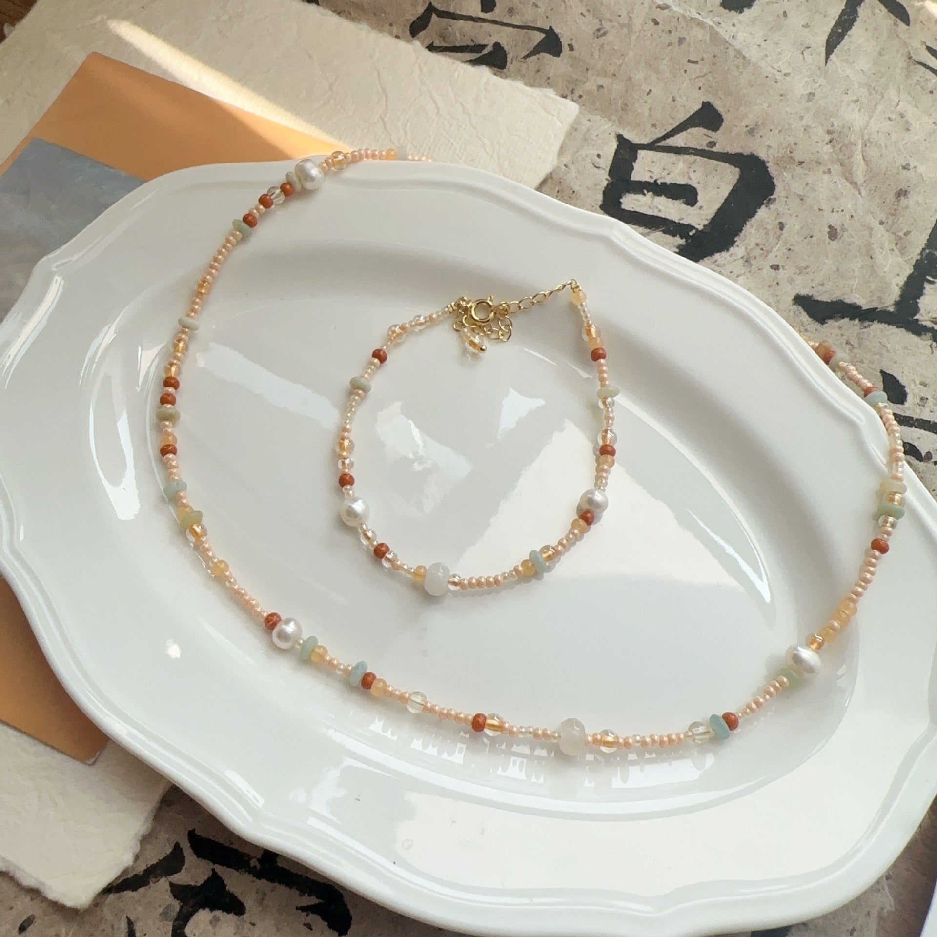 JEKIRA Multicolor Gemstone & Baroque Pearl Beaded Jewelry Set