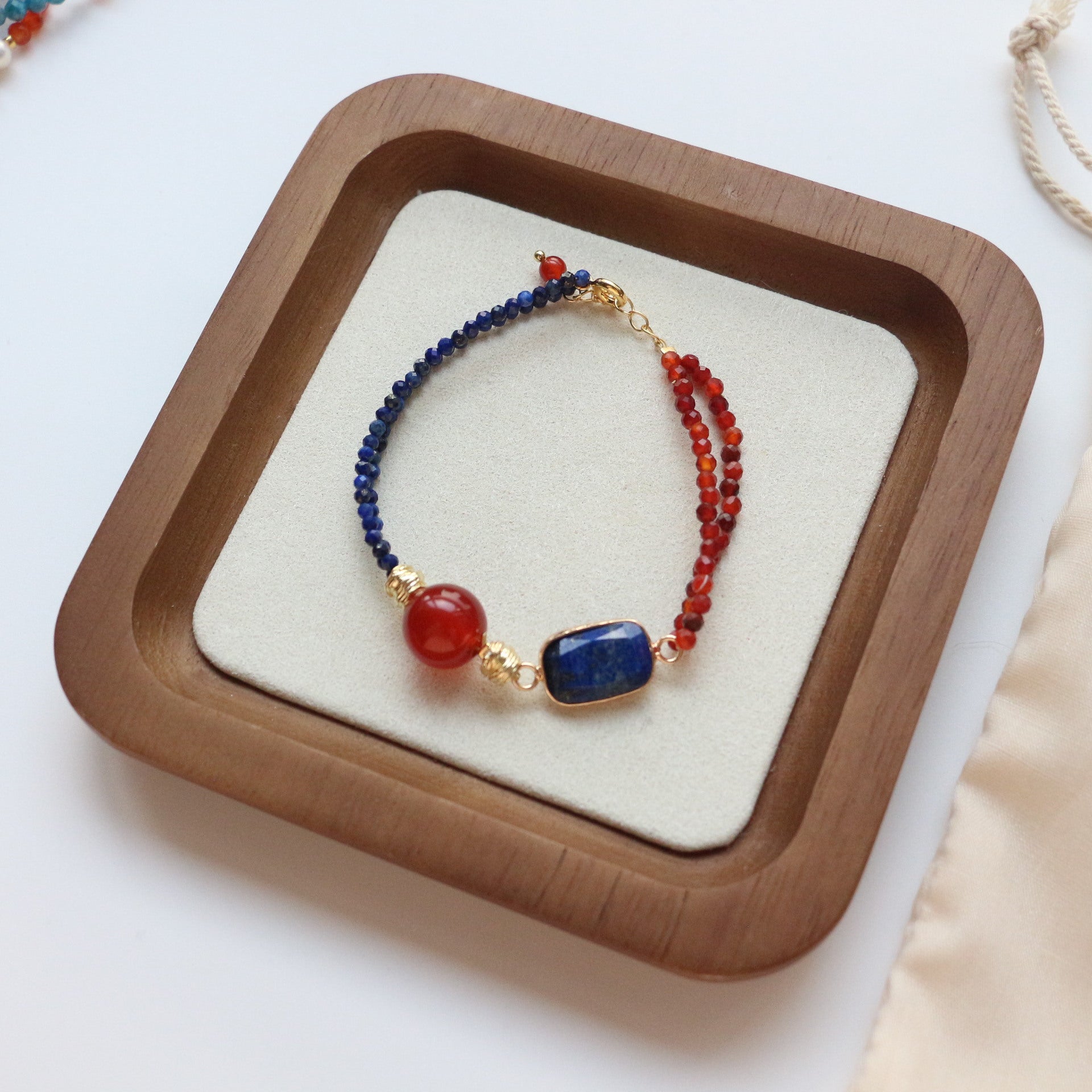 Jekira Lapis Lazuli & Red Agate Beaded Necklace and Bracelet Set