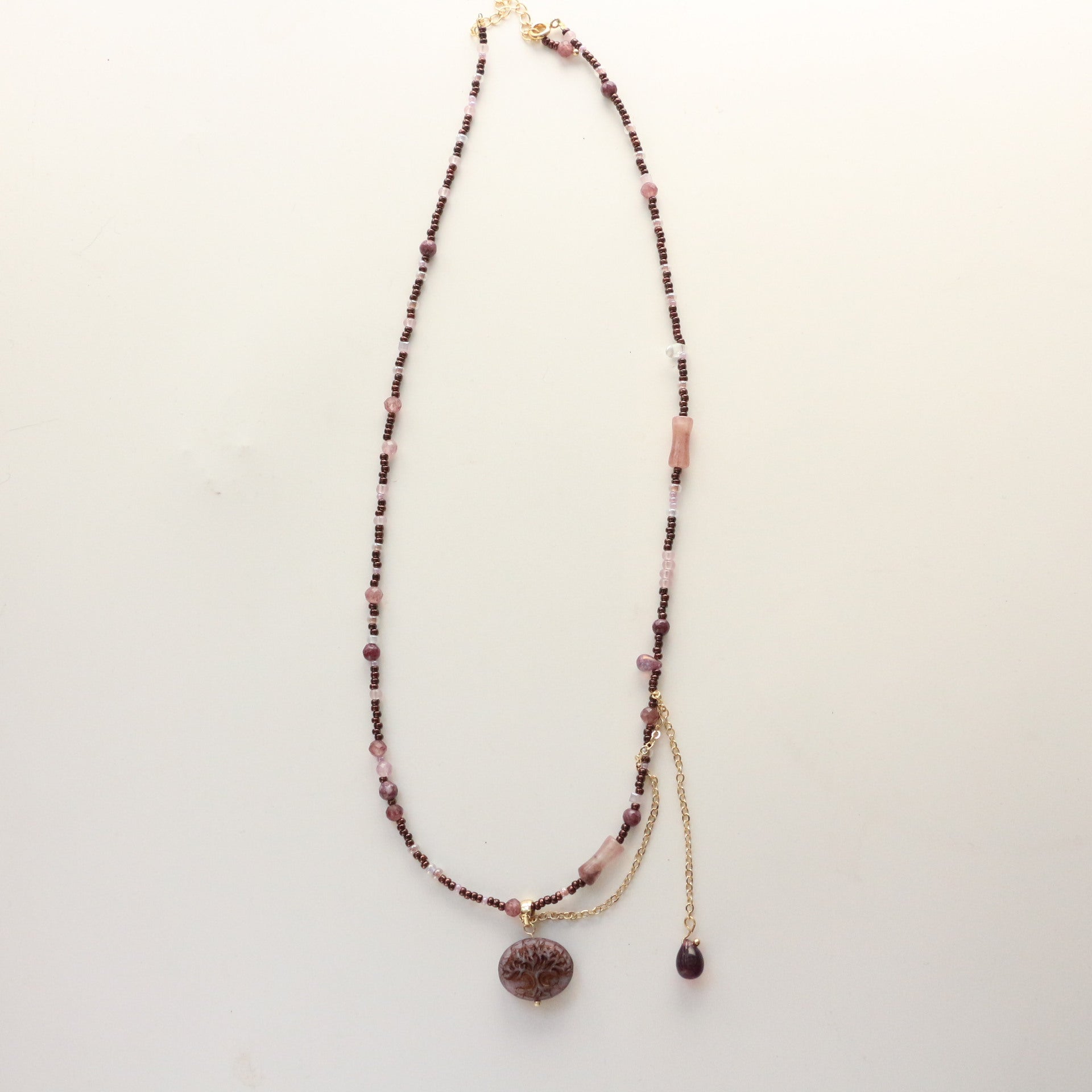 JEKIRA Purple Gemstone Tassel Pendant Necklace – 40cm Delicate Collarbone Chain
