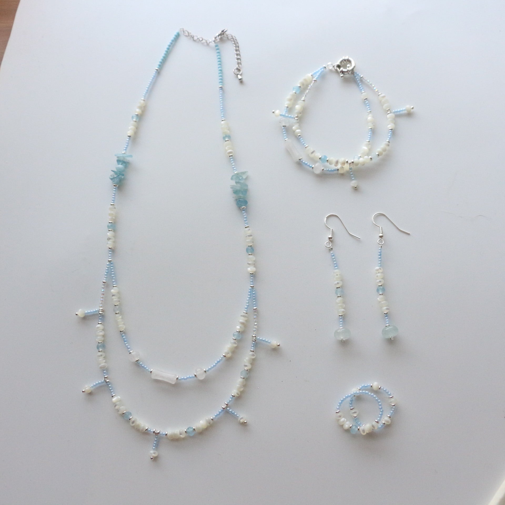 JEKIRA Aquamarine & White Crystal Jewelry Set