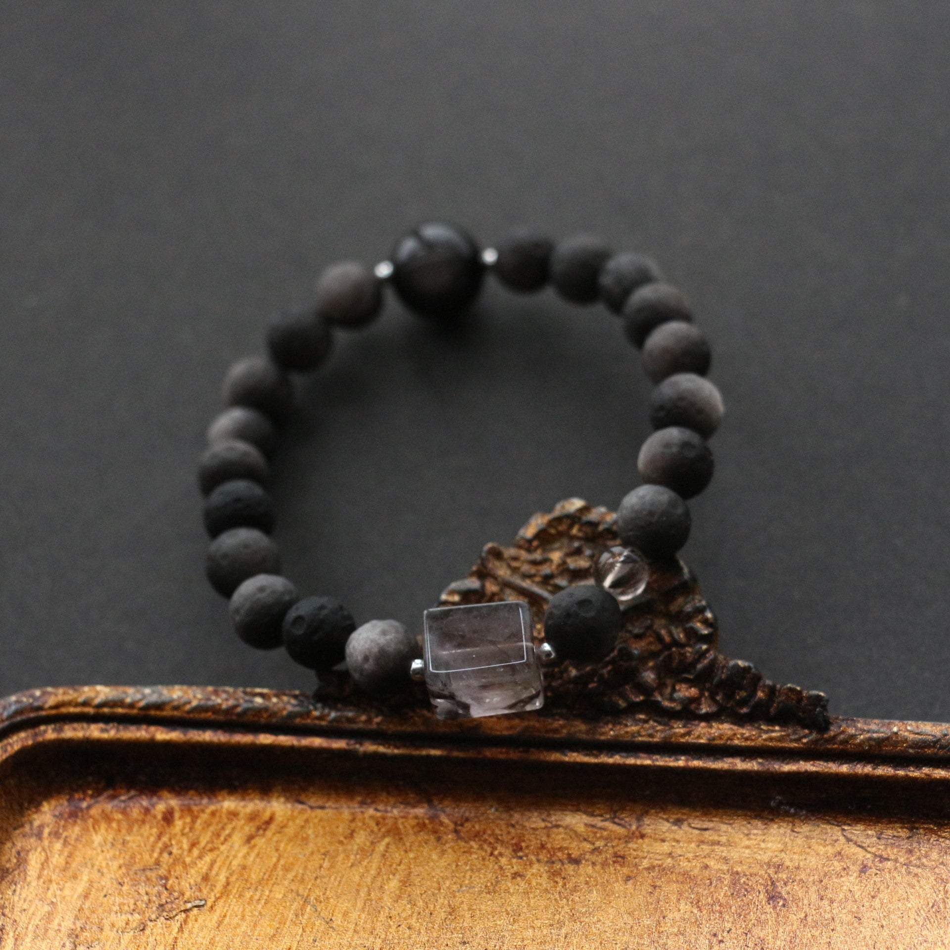 JEKIRA Obsidian Moon & Crystal Square Bracelet