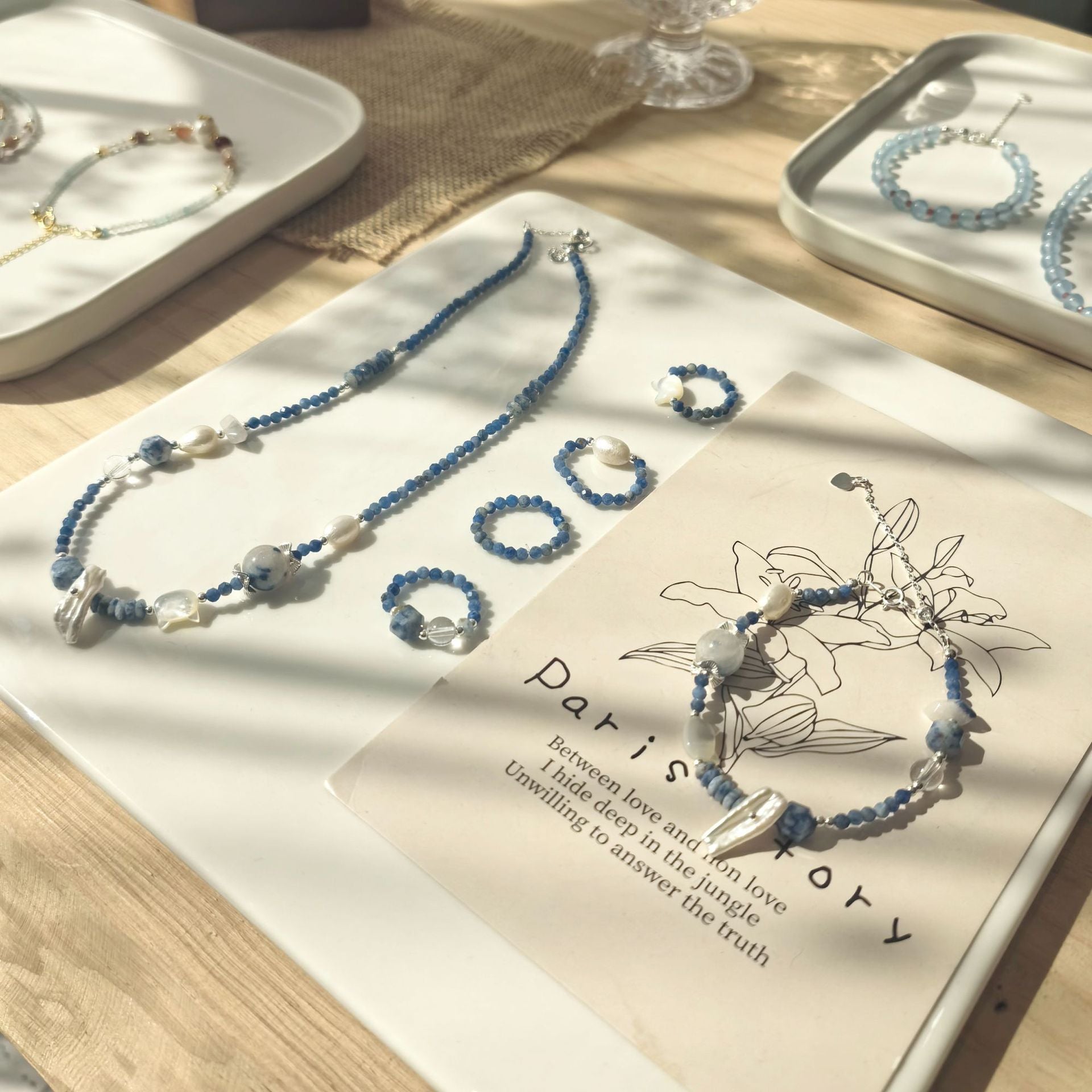 Jekira Ocean Blue Gemstone & Baroque Pearl Jewelry Set