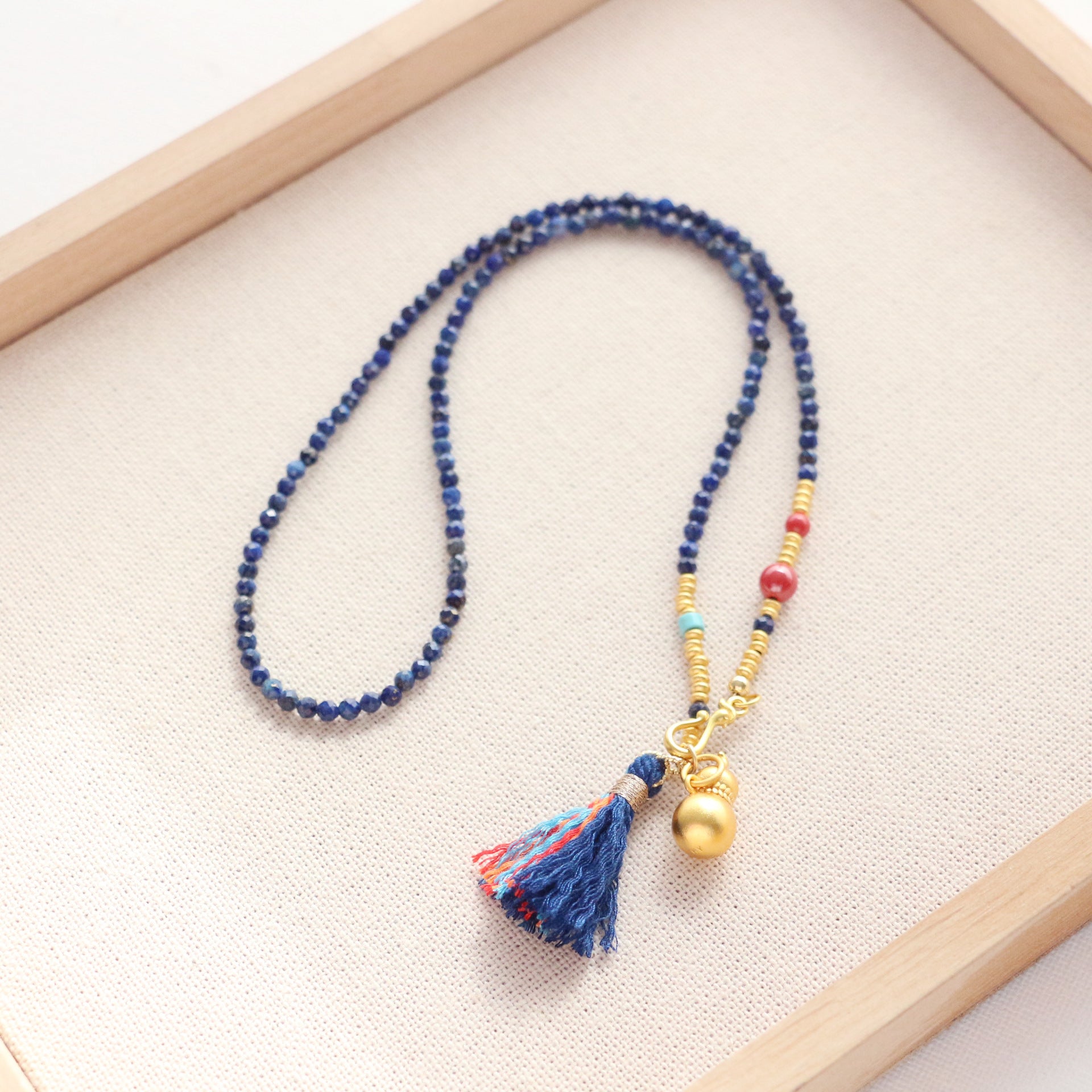 Jekira Lapis Lazuli & Imperial Sand Gourd Tassel Necklace and Bracelet Set