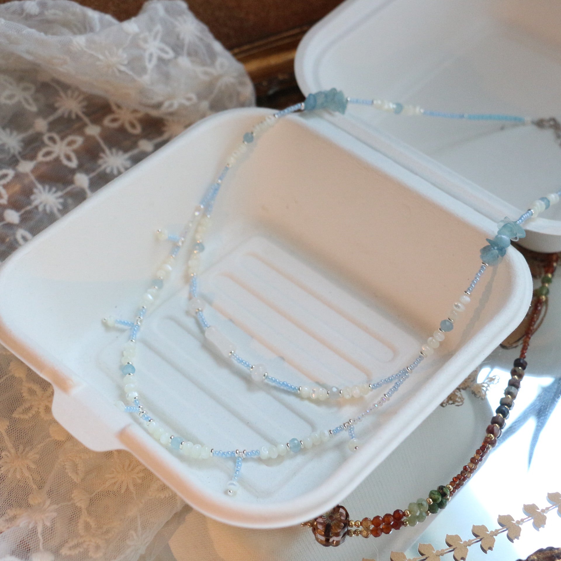 JEKIRA Aquamarine & White Crystal Jewelry Set