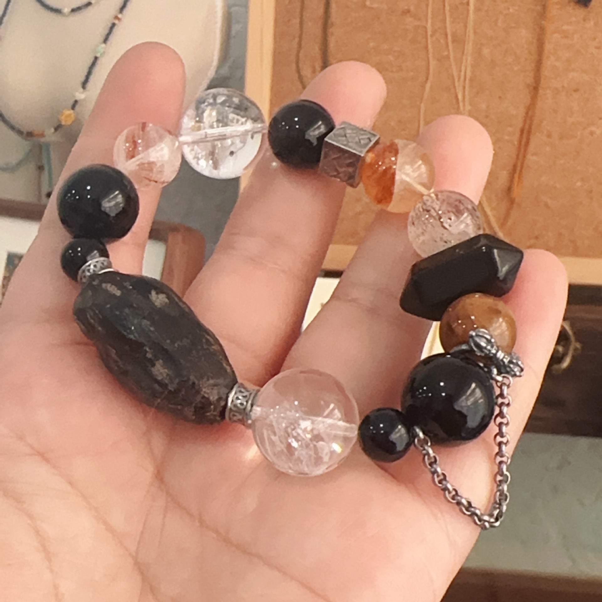 Jekira Obsidian & Onyx Couple Bracelets with White Crystal
