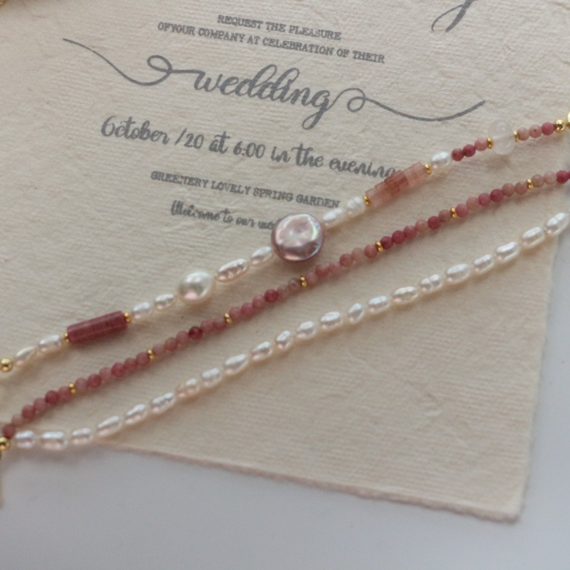 Jekira 6-Piece Rhodonite & Baroque Pearl Set