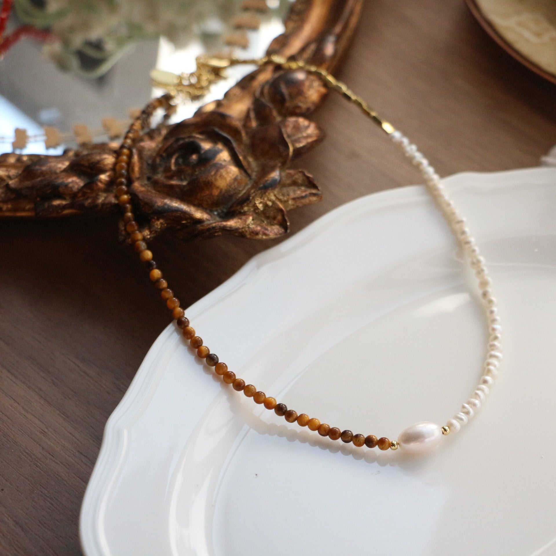 Jekira Natural Gemstone & Baroque Pearl Necklace