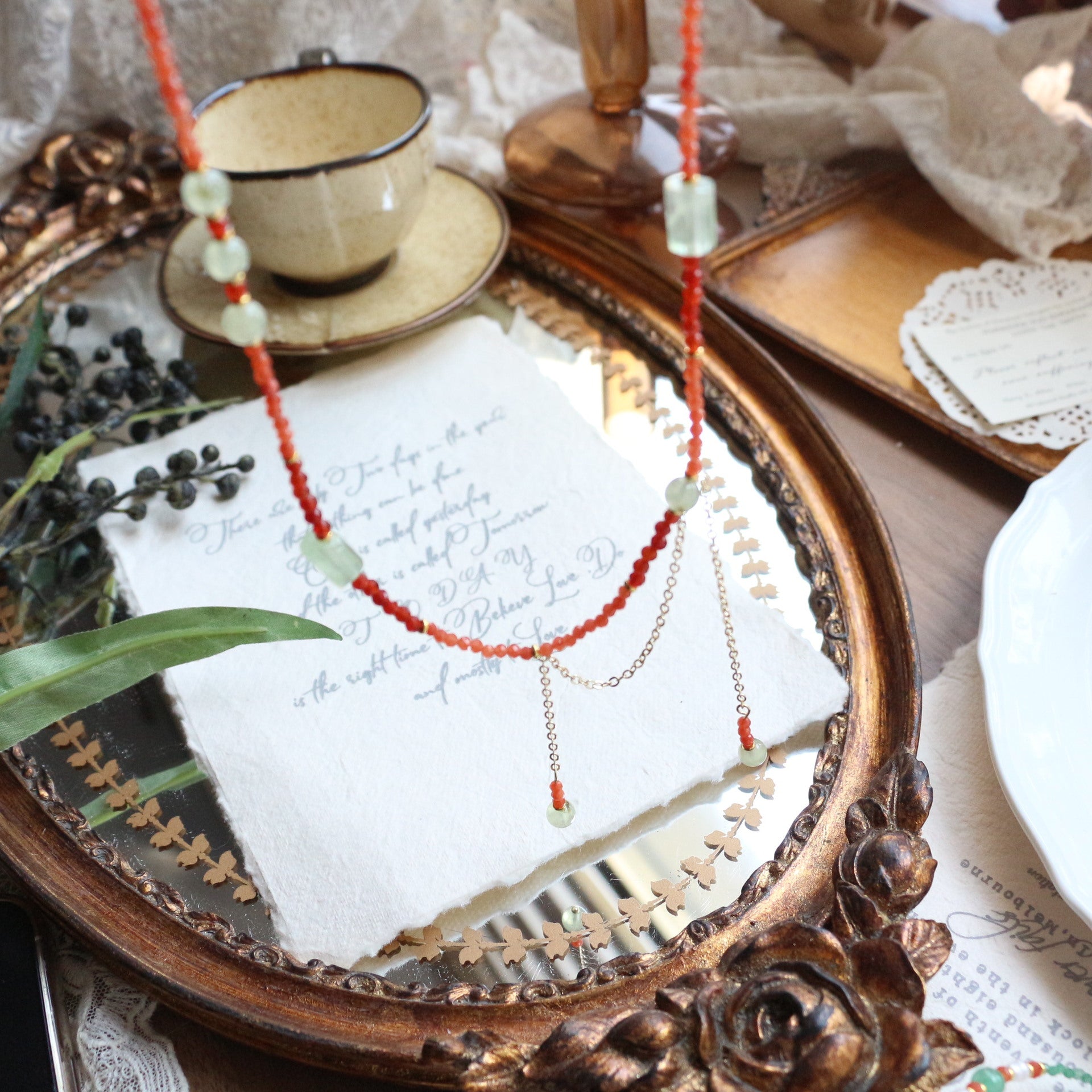 Jekira Prehnite & Agate Tassel Necklace