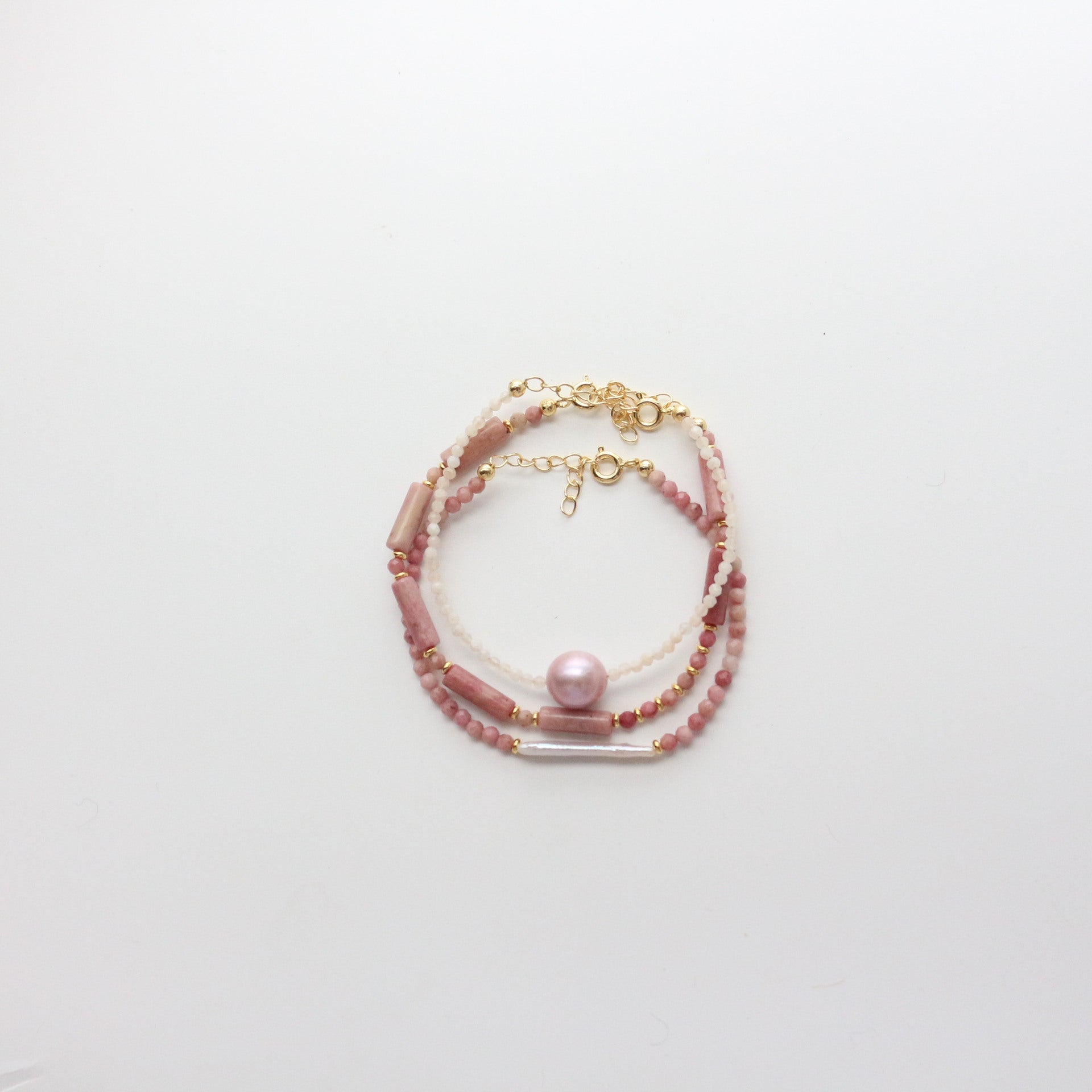 Jekira 6-Piece Rhodonite & Baroque Pearl Set