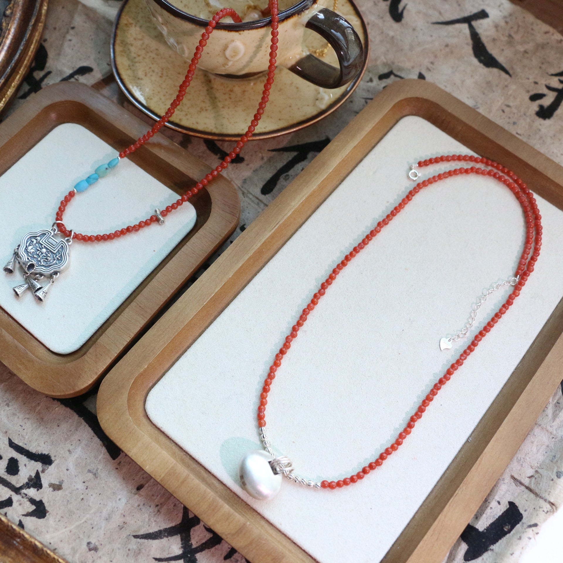 Jekira Nanhong Bead & 999 Pure Silver Necklace Set