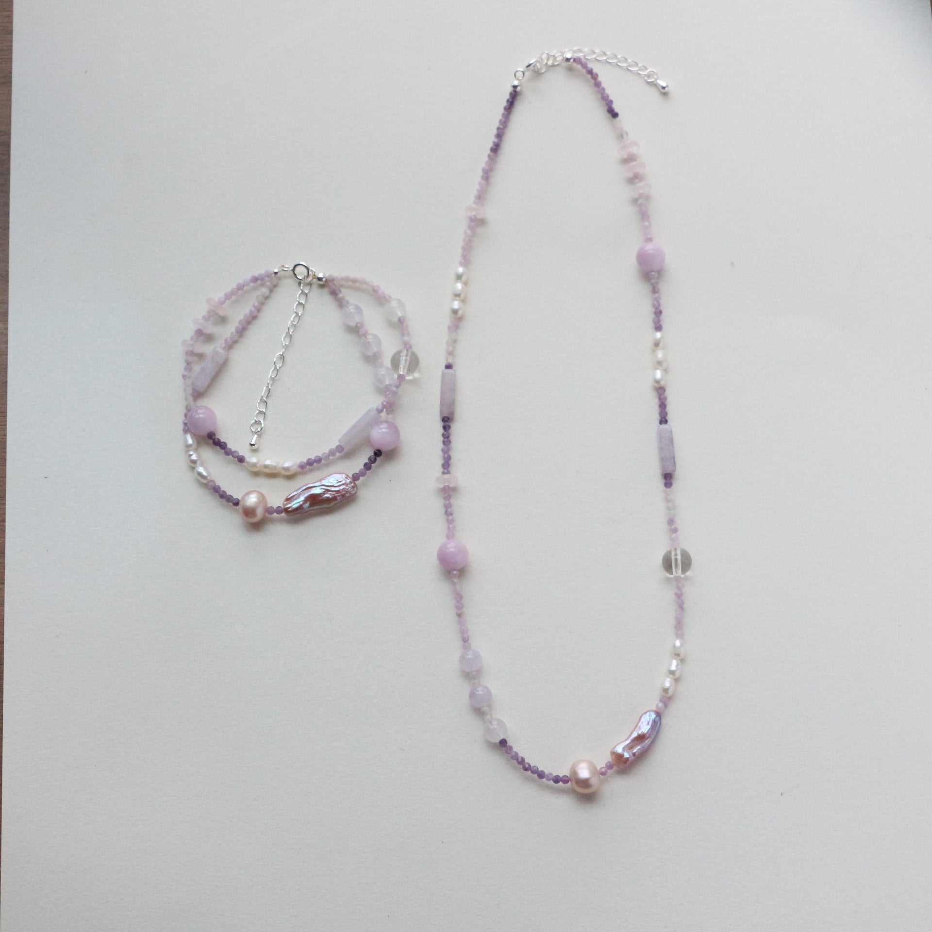 JEKIRA Lilac Amethyst & Pearl Duo - Necklace & Bracelet Set