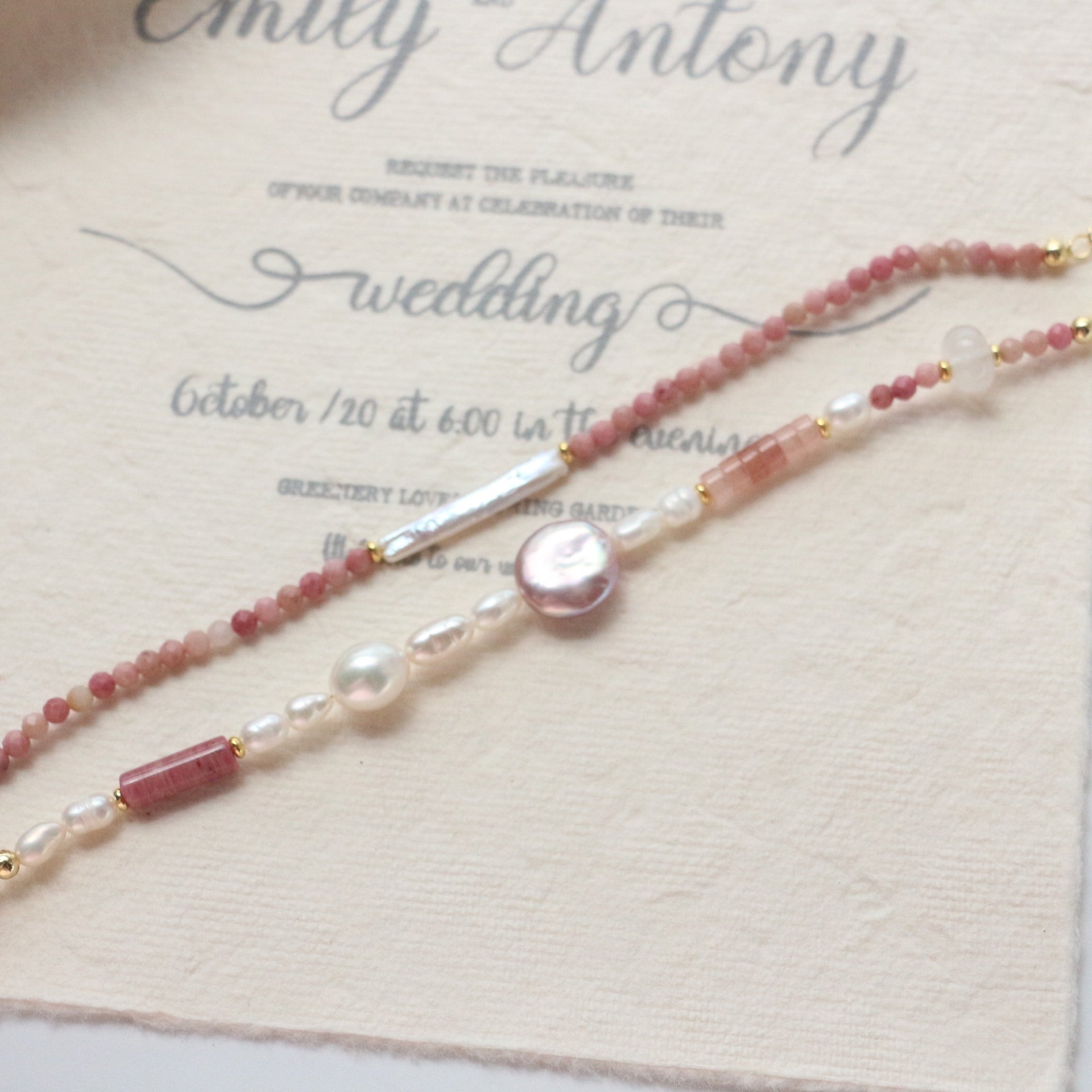 Jekira 6-Piece Rhodonite & Baroque Pearl Set