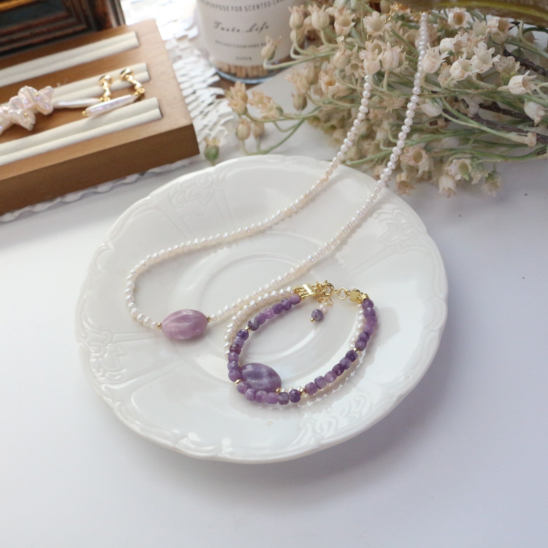 Jekira Amethyst & Baroque Pearl Jewelry Set
