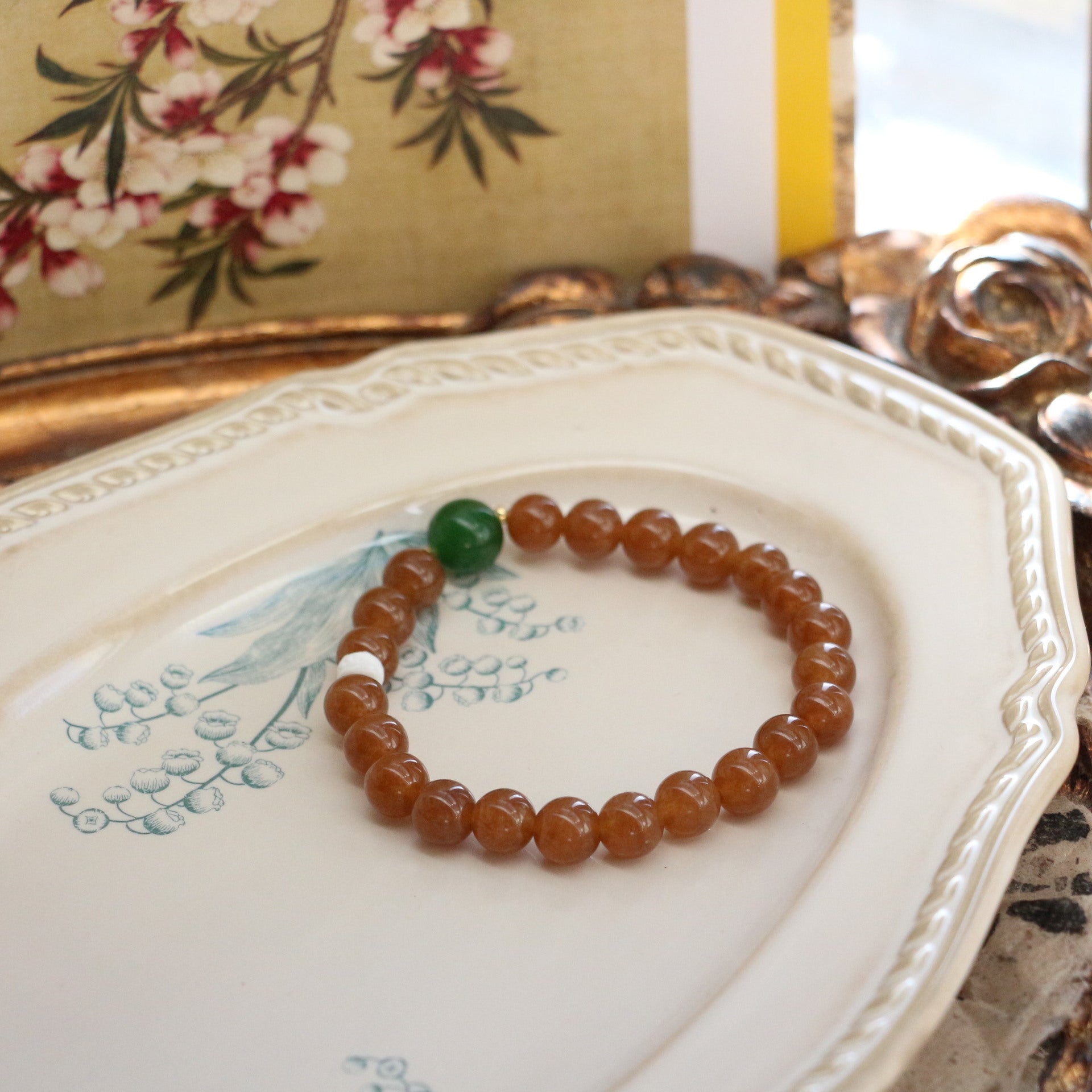 Jekira Caramel Agate & Emerald Agate Couple Set