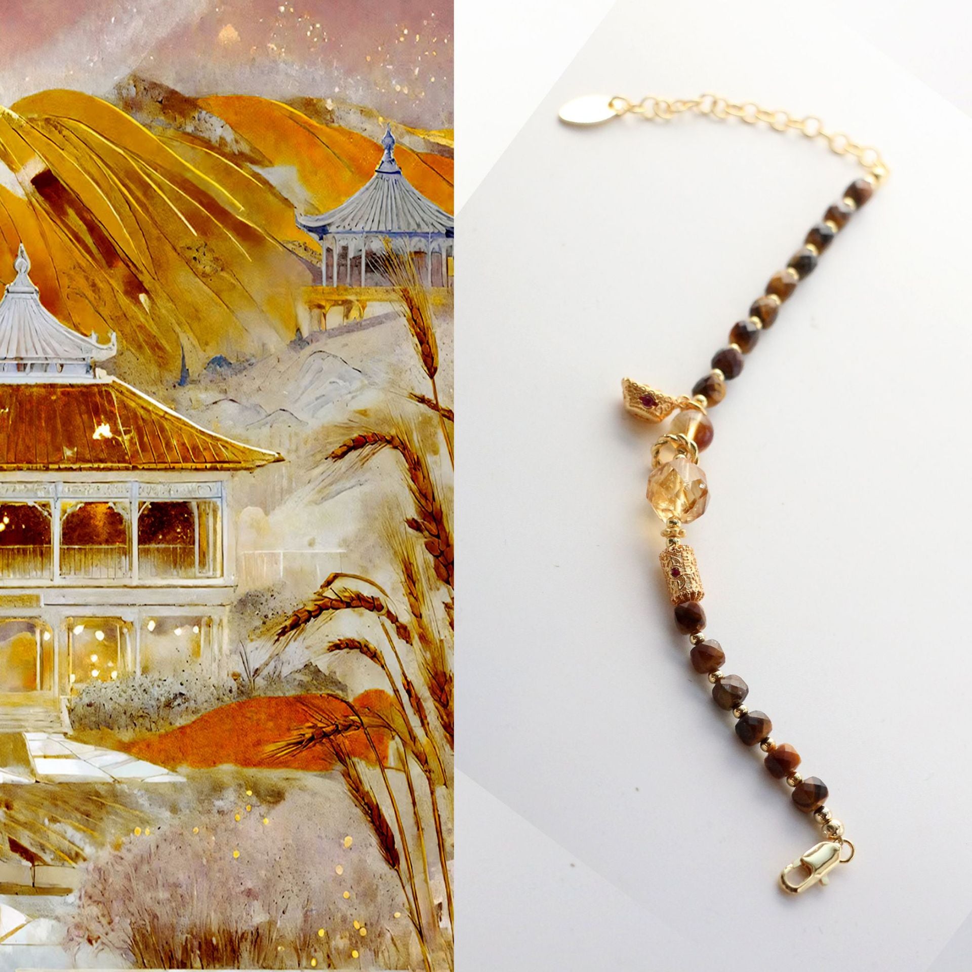 JEKIRA Tiger Eye & Citrine Fortune Ingot Bracelet