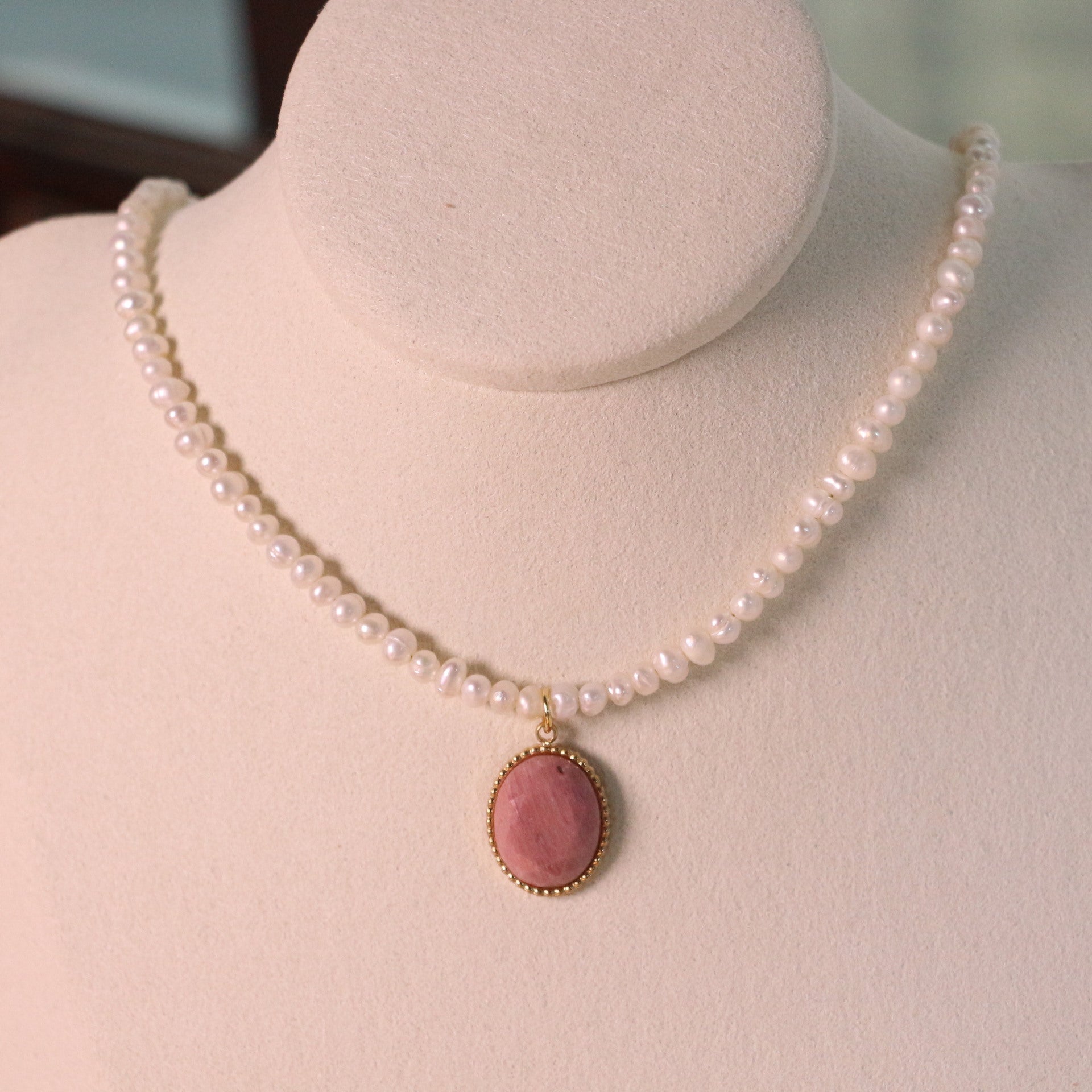 JEKIRA Natural Rhodonite Baroque Pearl Jewelry Set
