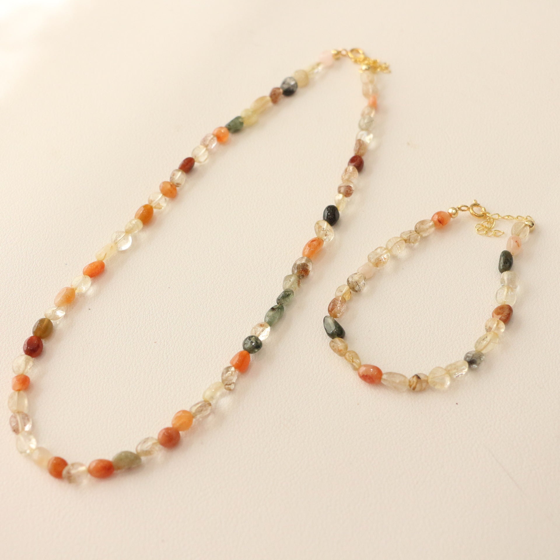 JEKIRA Rainbow Raw Stone Jewelry Set