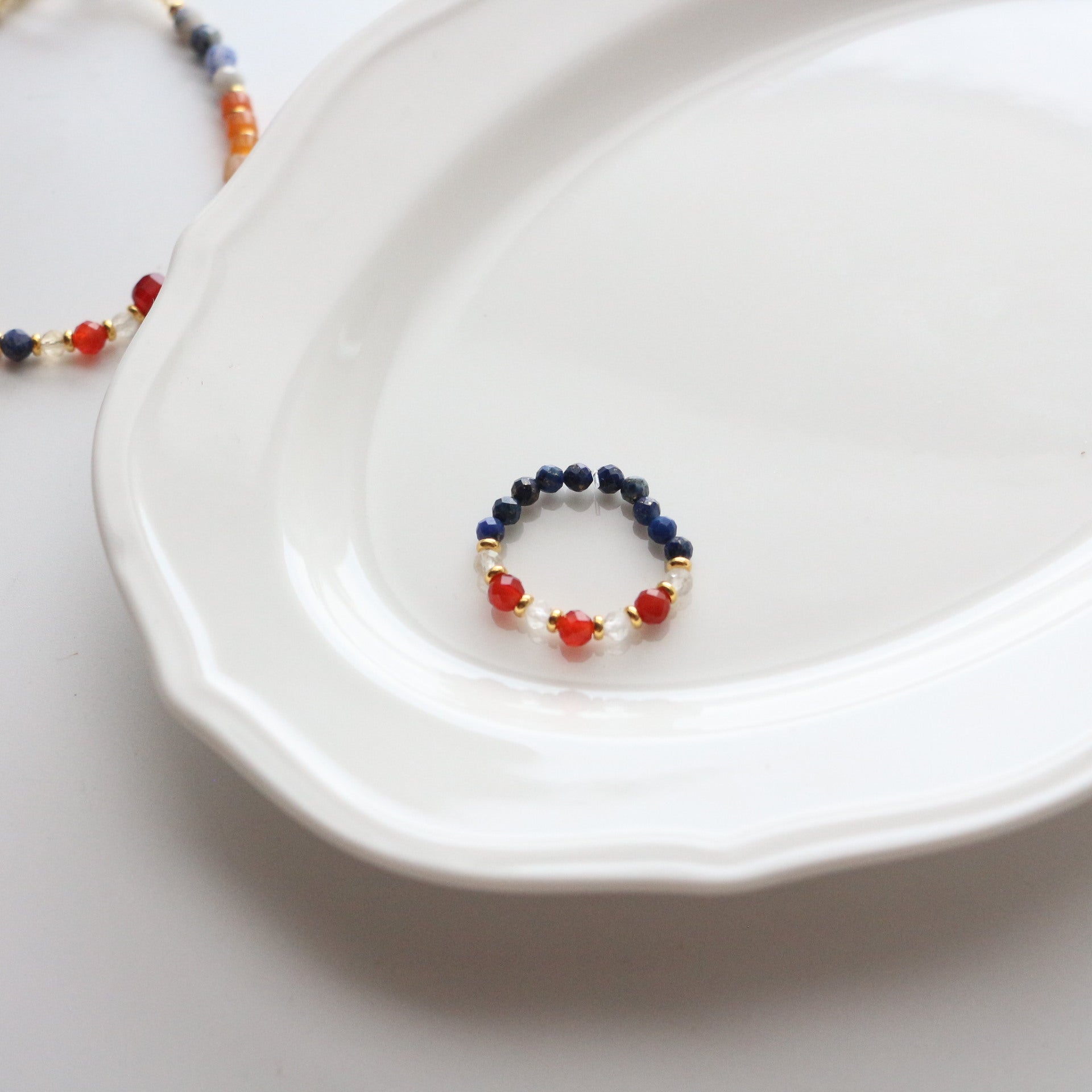 Jekira Lapis Lazuli & Gemstone Jewelry Set – Layered Necklace, Bracelet, Earrings & Rings