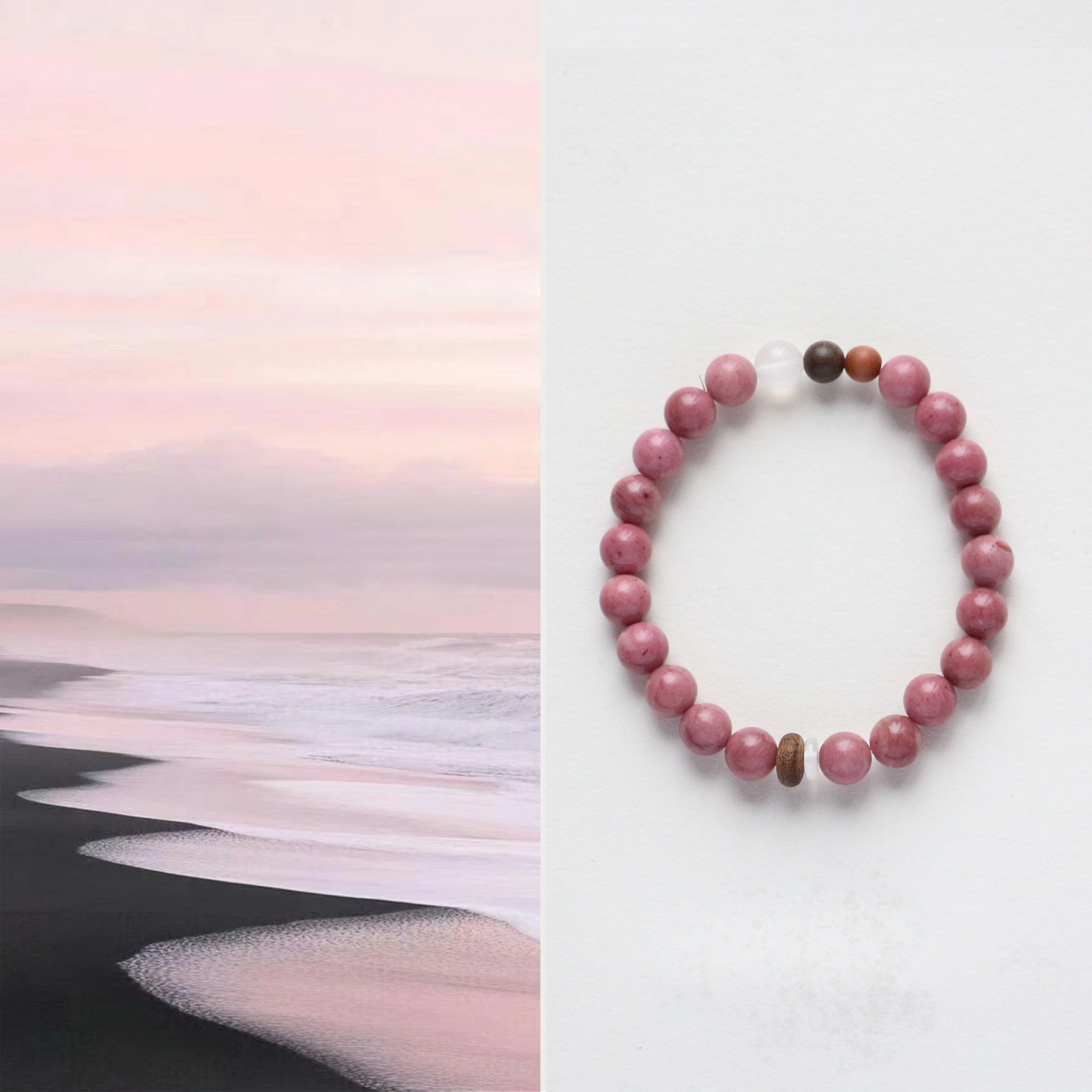 Jekira Rhodochrosite & Sandalwood Crystal Jewelry Set