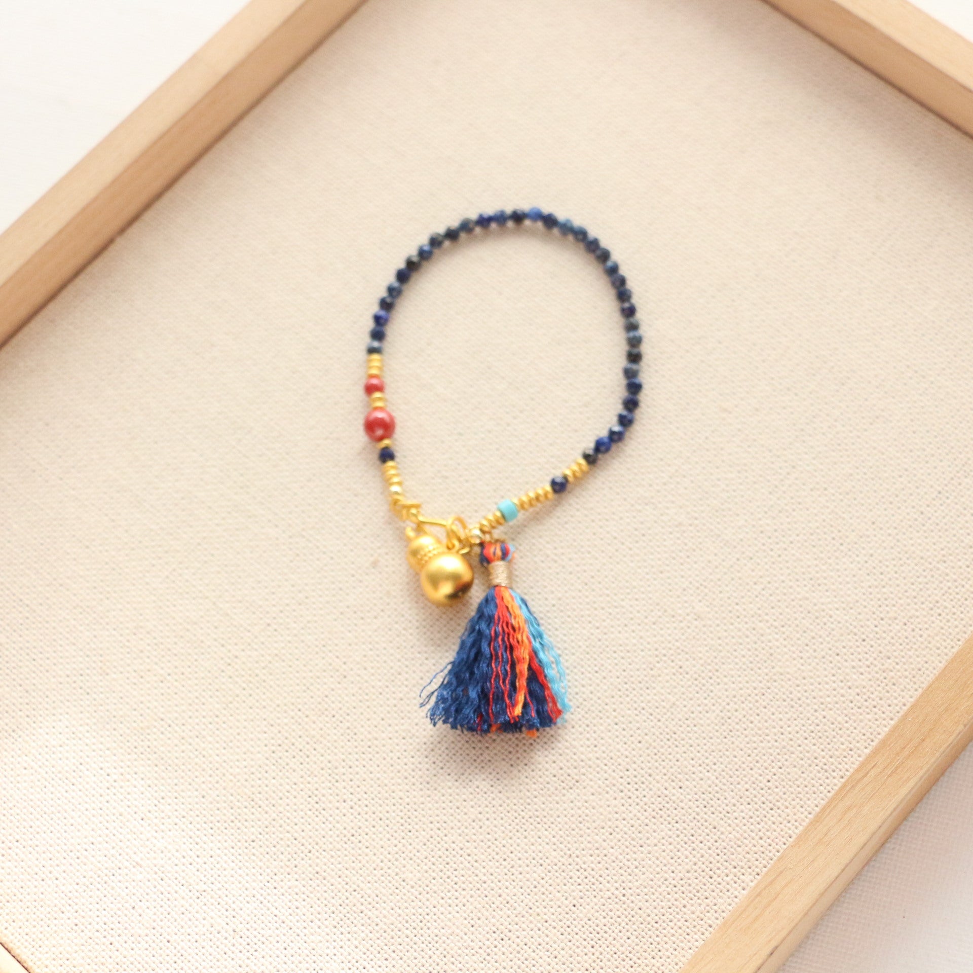 Jekira Lapis Lazuli & Imperial Sand Gourd Tassel Necklace and Bracelet Set