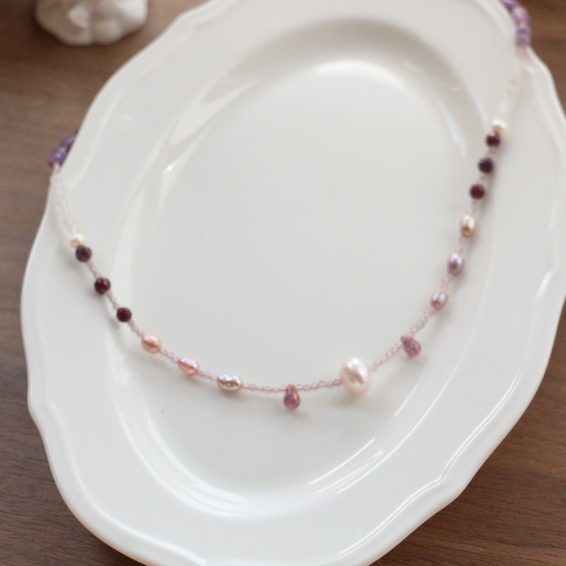 JEKIRA Lavender Freshwater Pearl & Amethyst Cat's Eye Choker