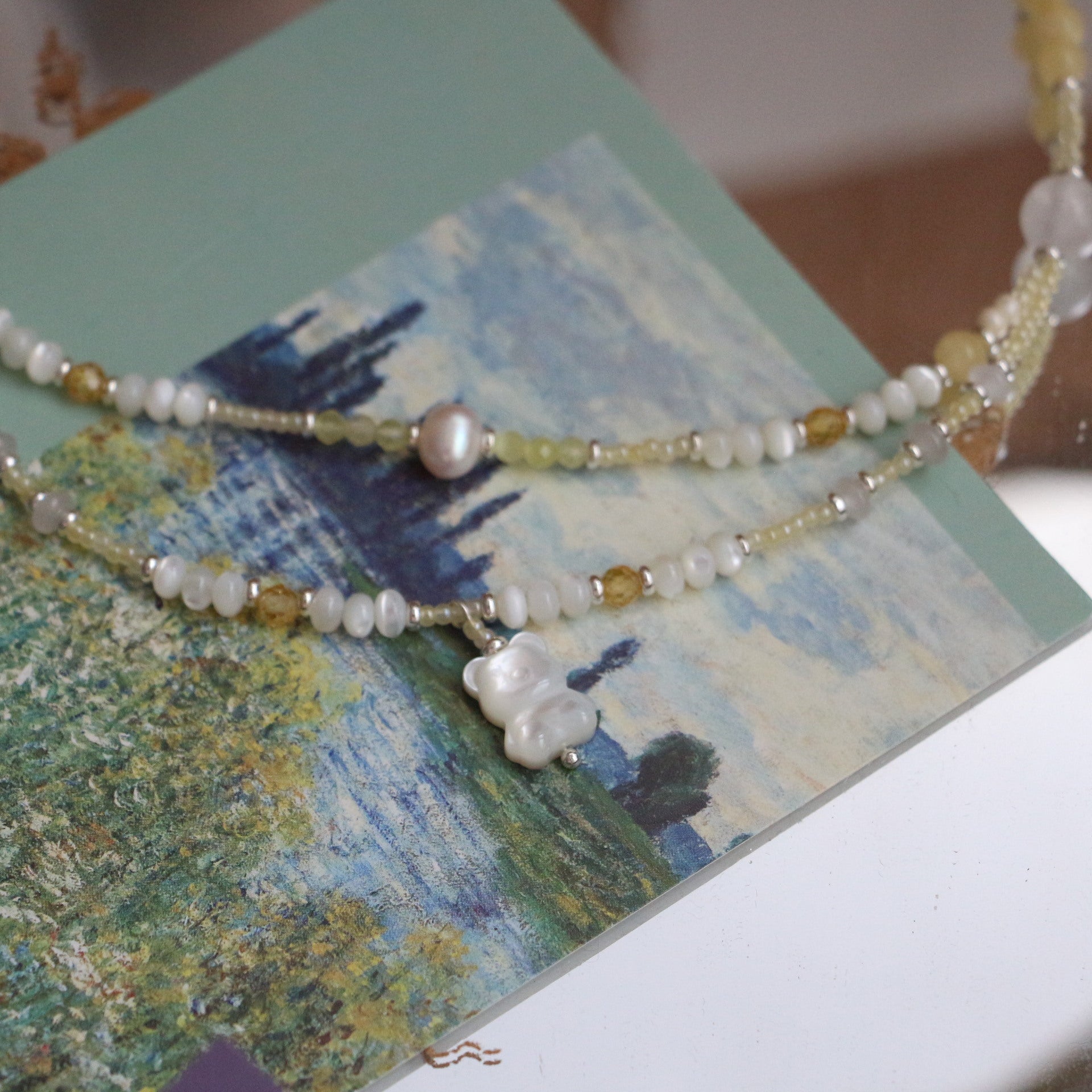 Jekira Double Layer Topaz & Cat's Eye Necklace