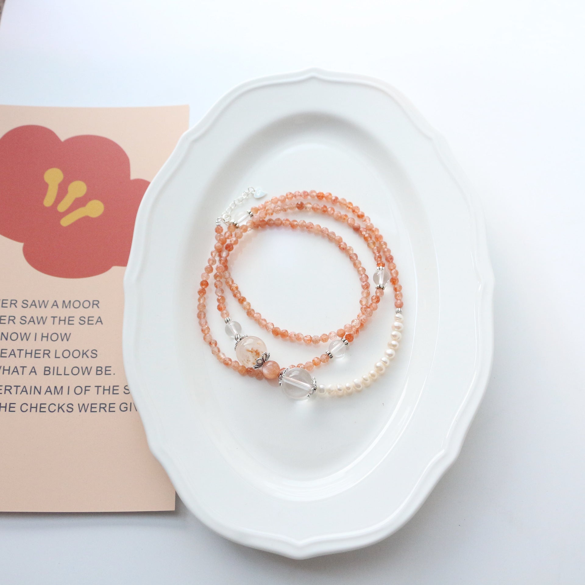 Jekira Sunstone & S925 Silver Pearl Necklace