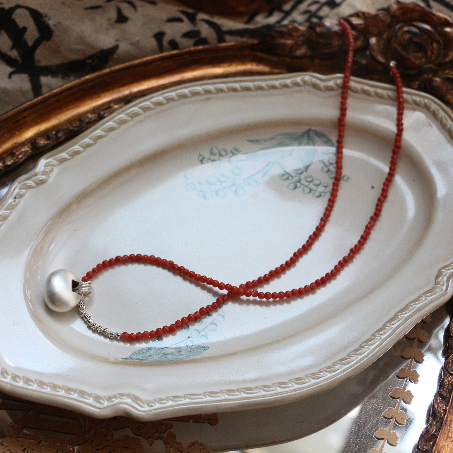 Jekira Nanhong Bead & 999 Pure Silver Necklace Set