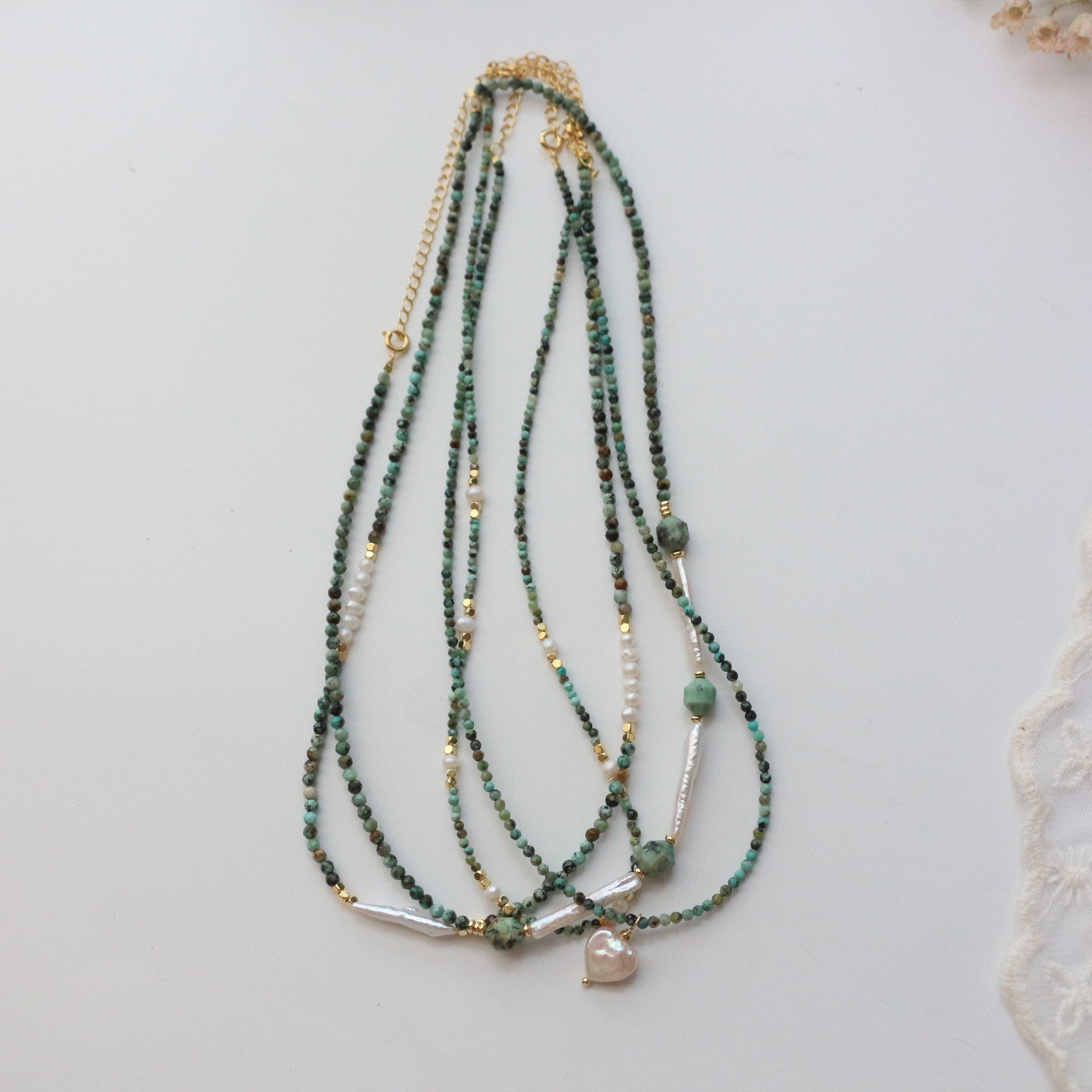 JEKIRA Turquoise & Baroque Pearl Necklace Set