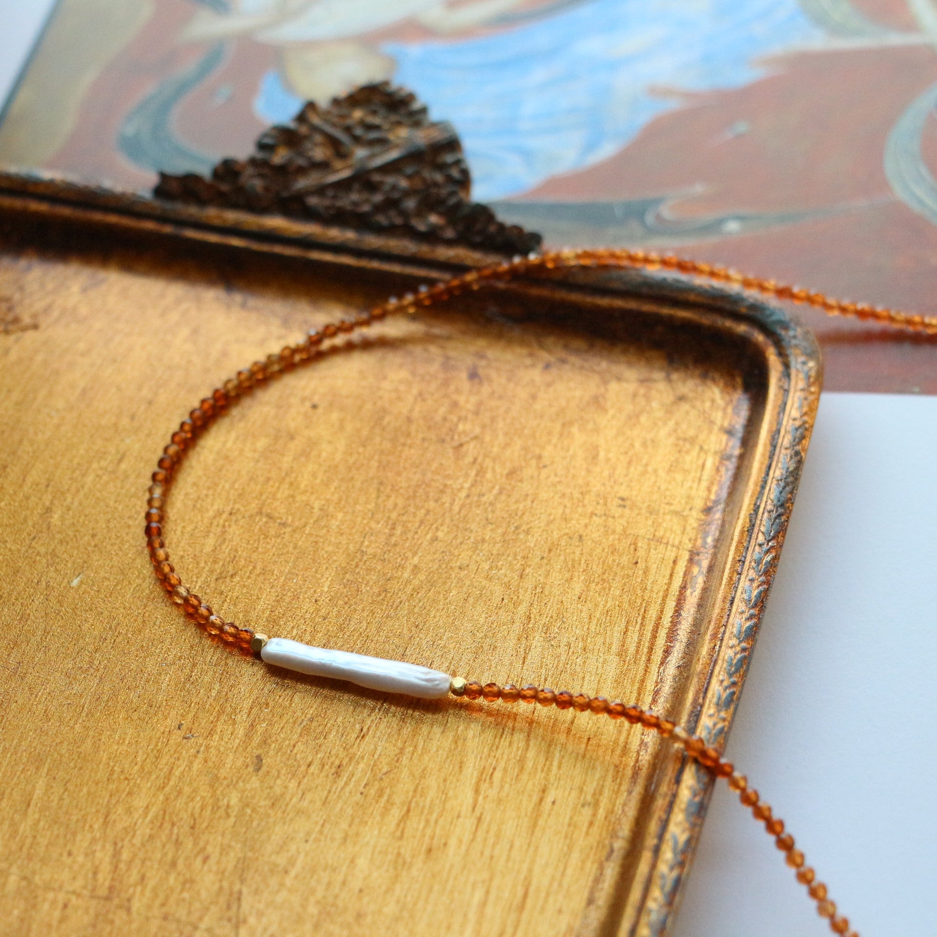 Jekira Orange Garnet Gradient Necklace