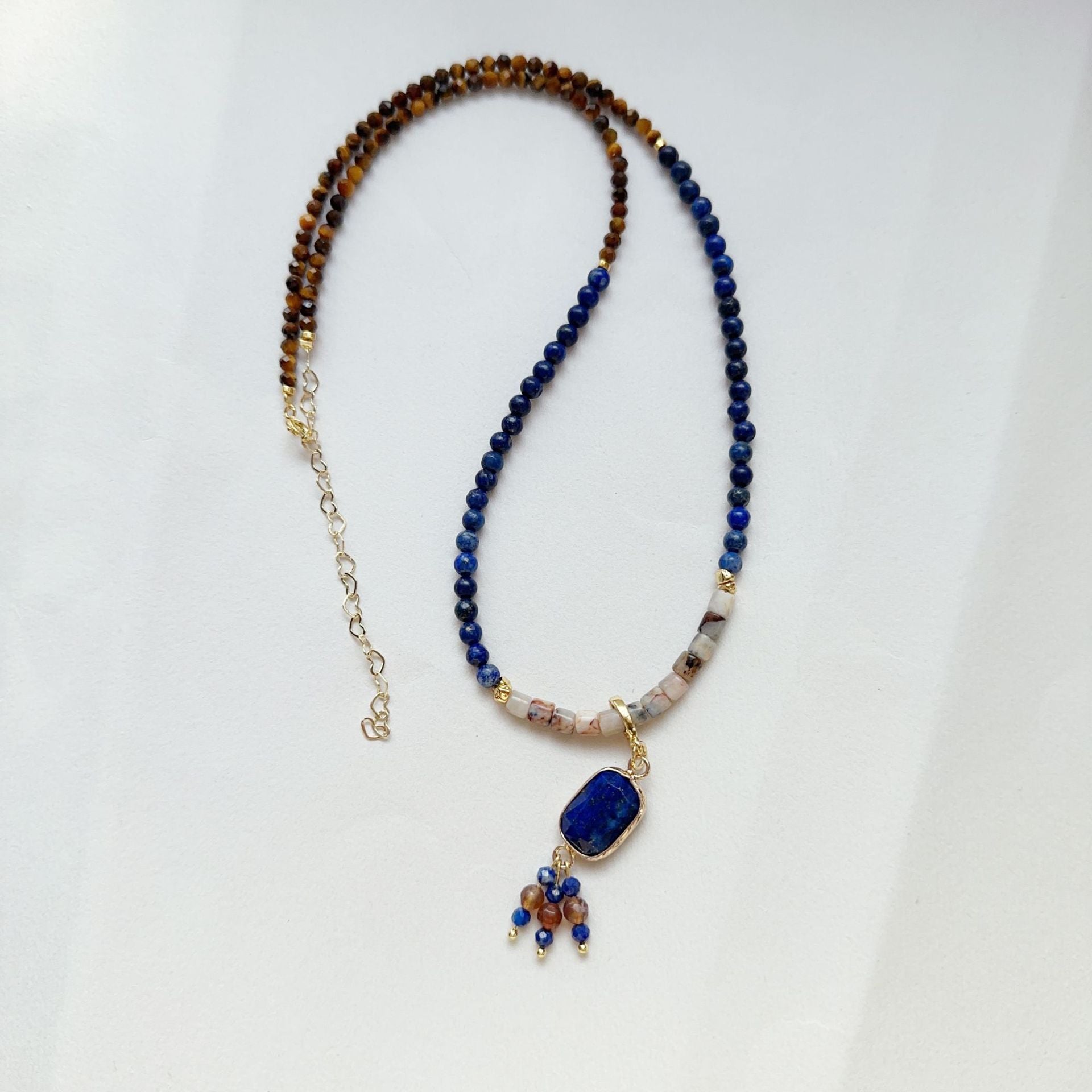 JEKIRA Lapis Lazuli & Tiger Eye Pendant Necklace