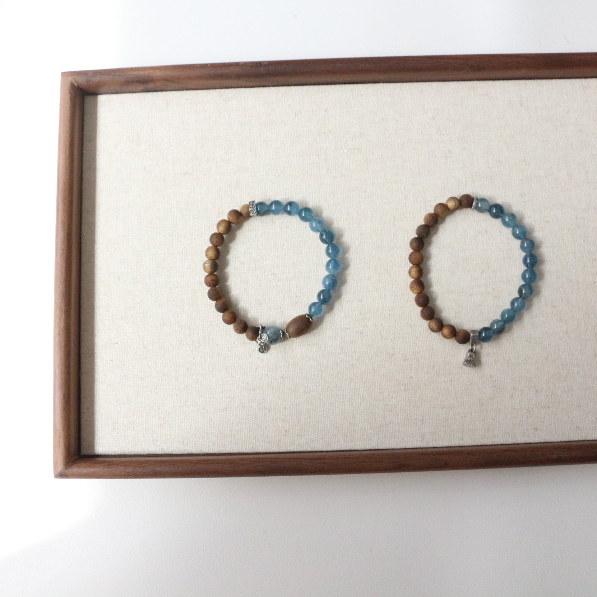 Jekira Aquamarine & Wood Beaded Bracelets