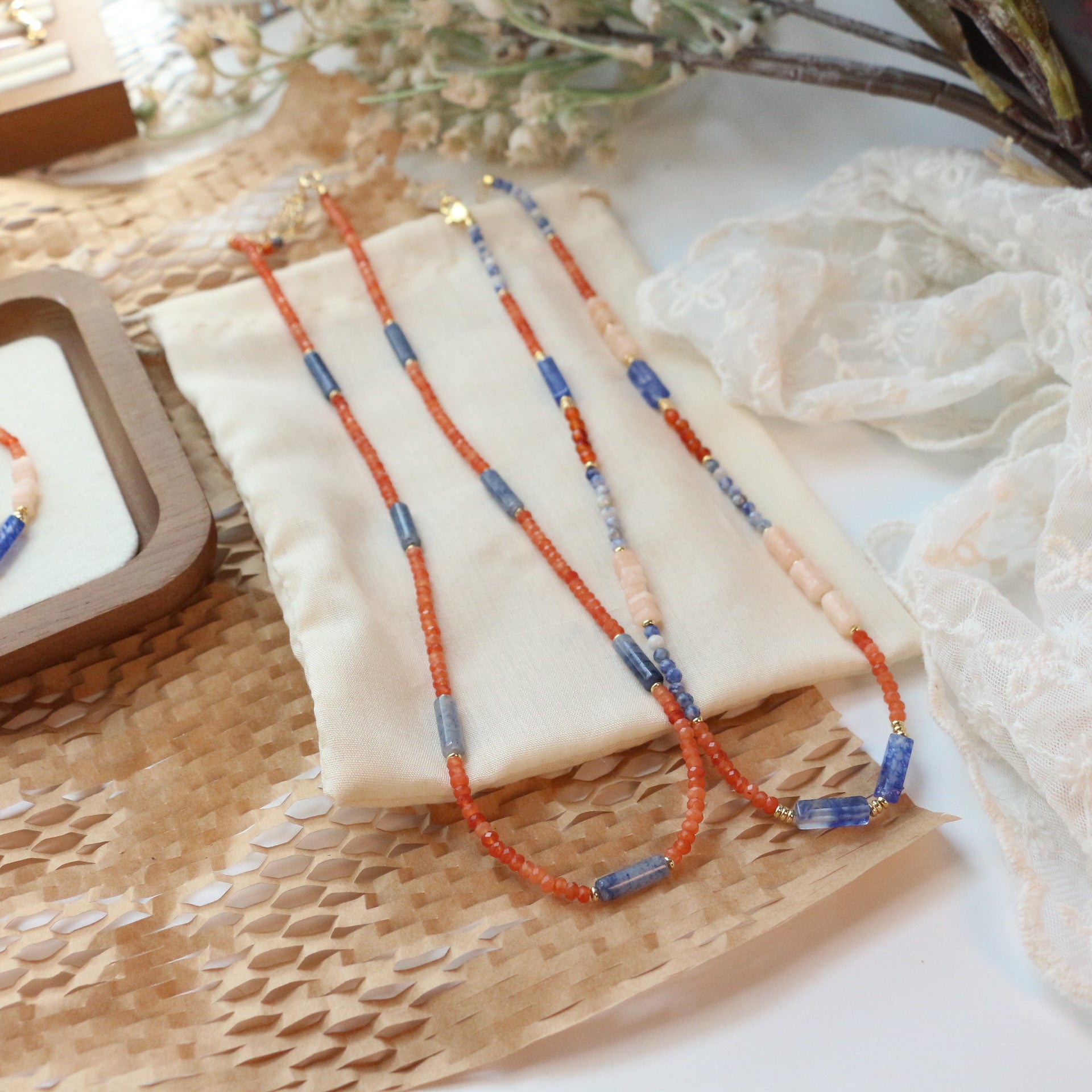 Jekira Orange & Blue Gemstone Jewelry Set