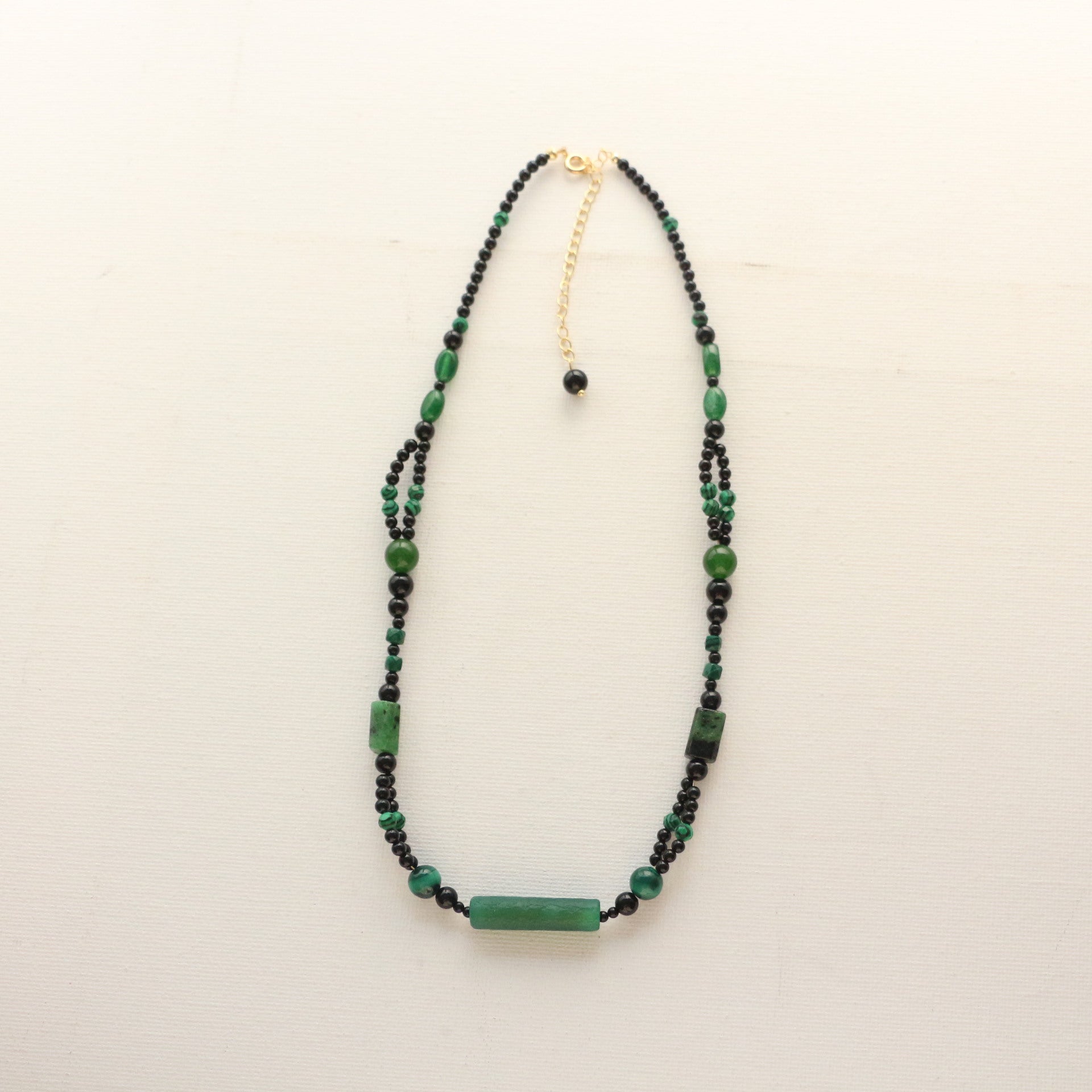 Jekira Black & Green Agate Necklace and Red & Black Agate Bead Necklace