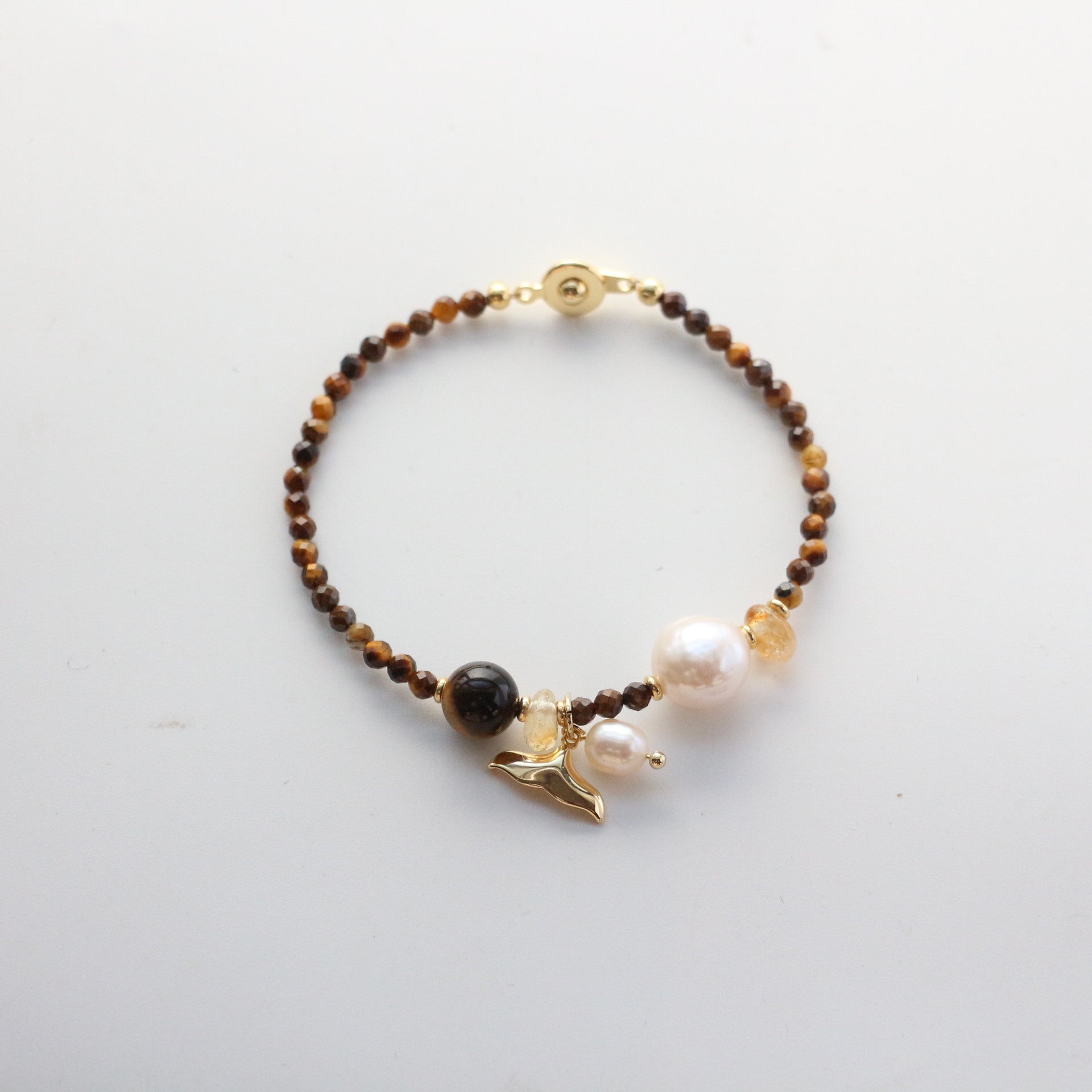JEKIRA Tiger Eye & Baroque Pearl Bracelet