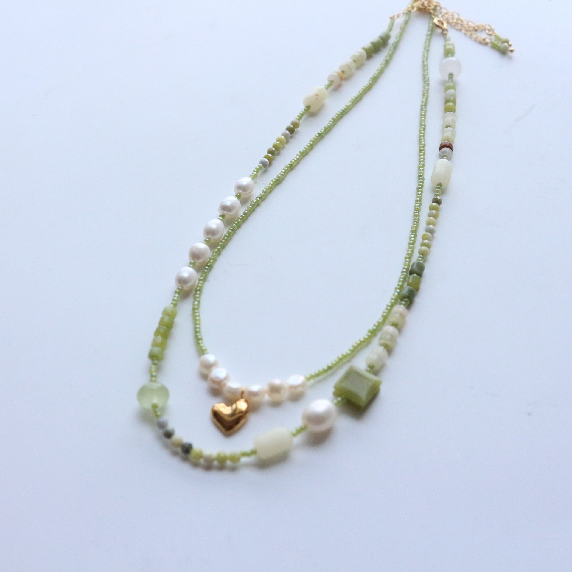 JEKIRA Vintage Green Gemstone & Pearl Jewelry Set