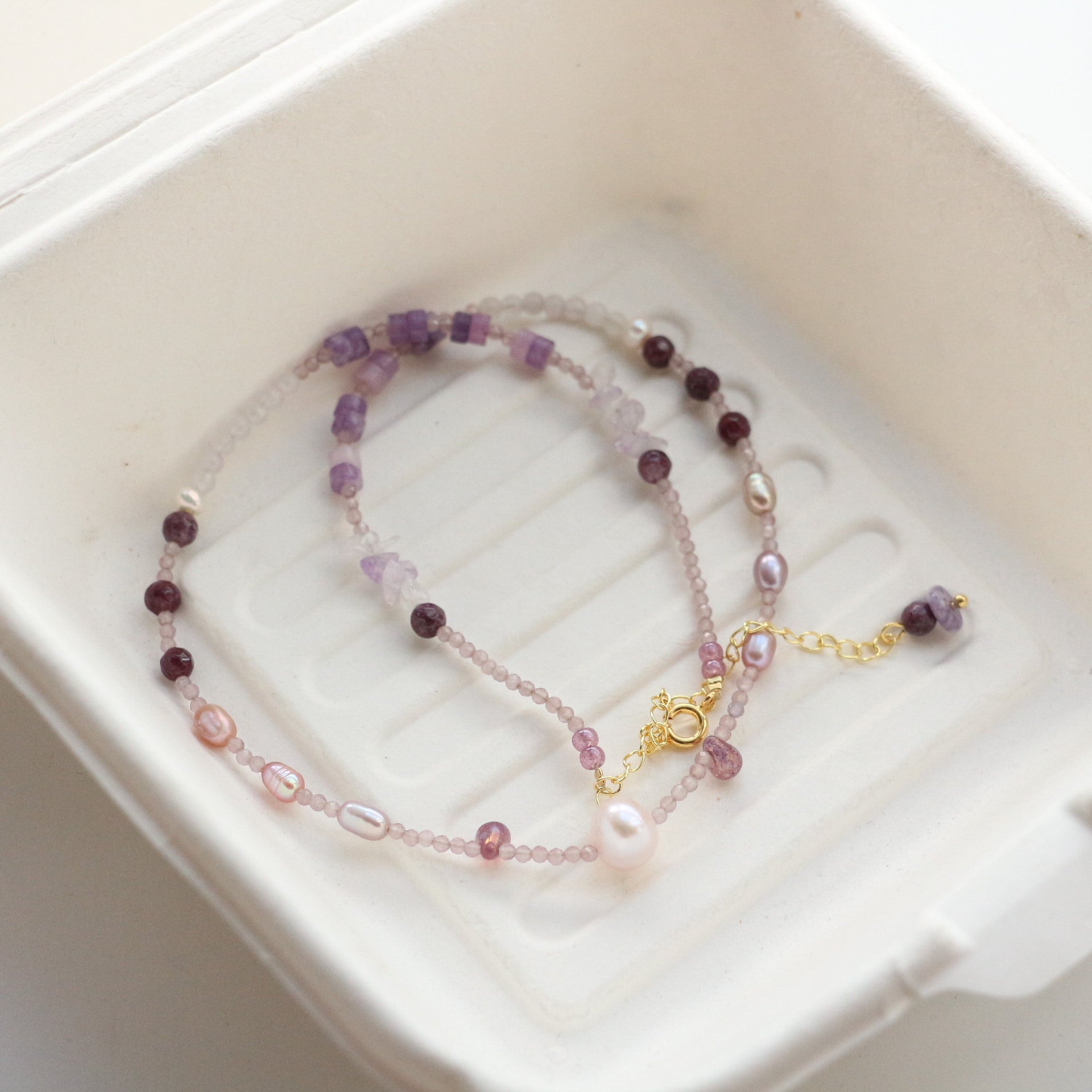 JEKIRA Lavender Freshwater Pearl & Amethyst Cat's Eye Choker